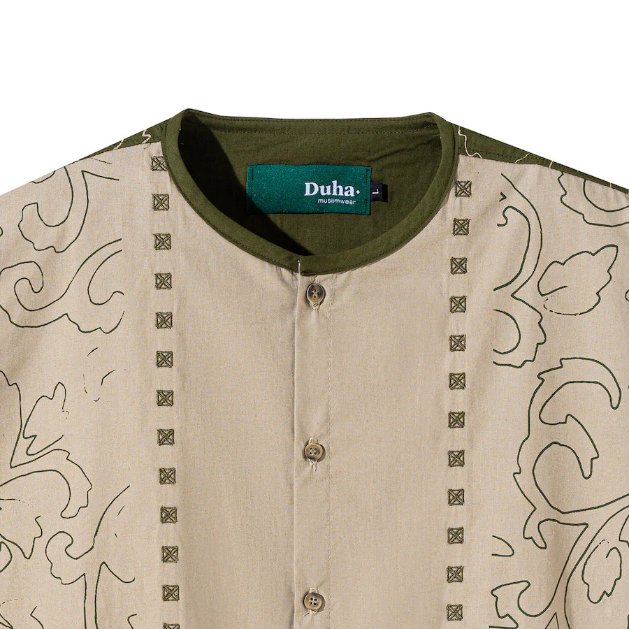 Asad Long Sleeve Shirt Olive Khaki - Image 2