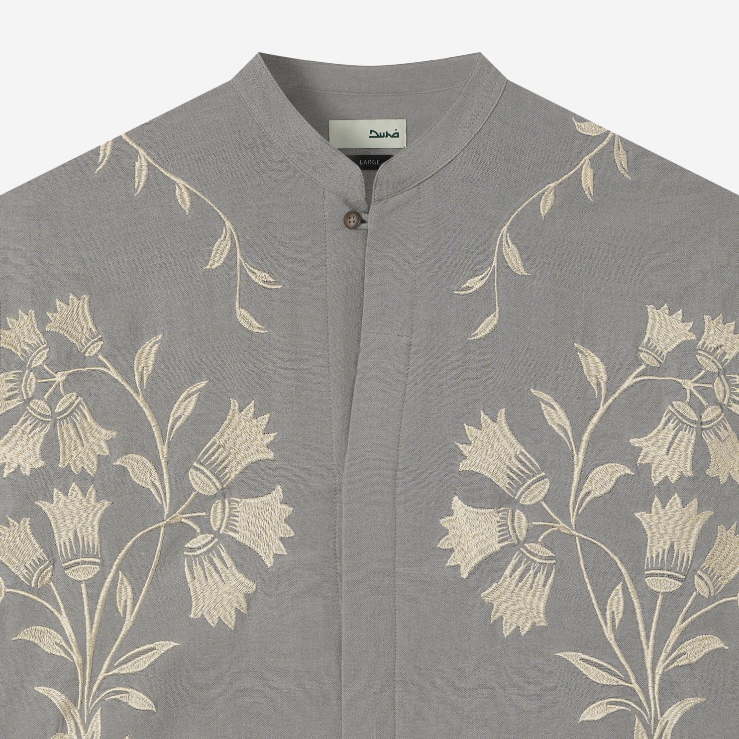 Daraa Long Sleeve Linen Shirt - Grey - Image 2