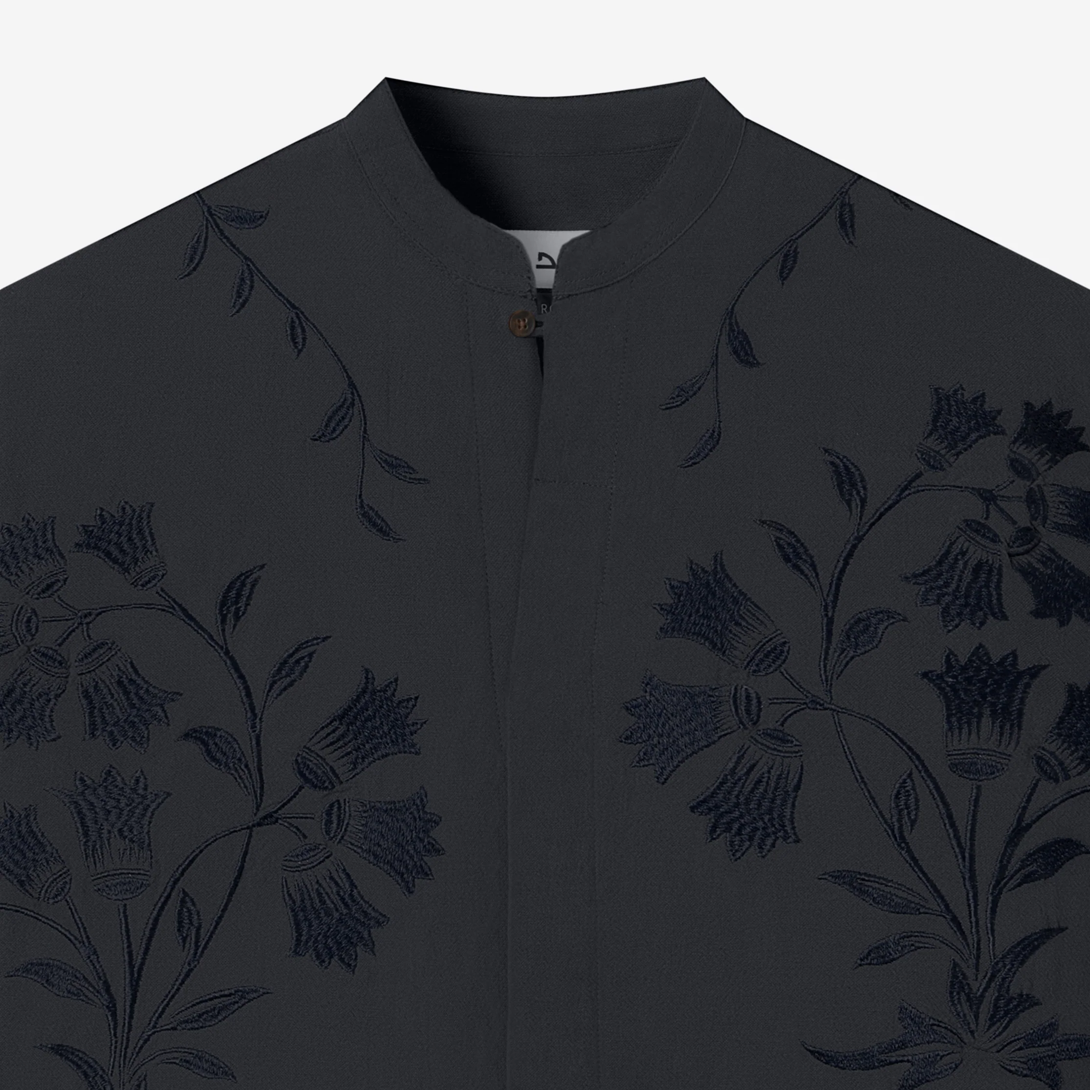 Daraa Long Sleeve Linen Shirt - Navy - Image 2