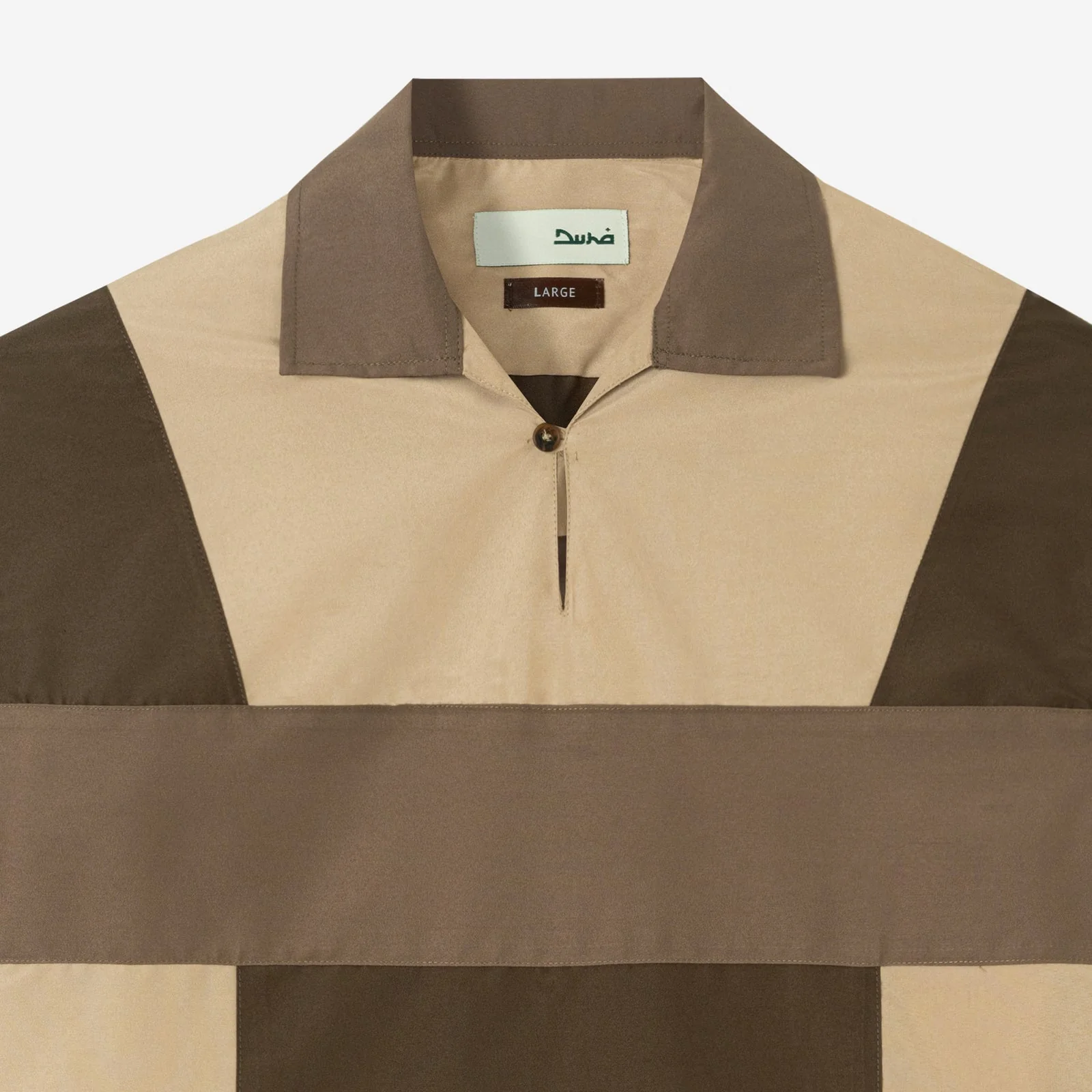 Dhia Patchwork Shirt Long Sleeve - Dark Khaki - Image 2