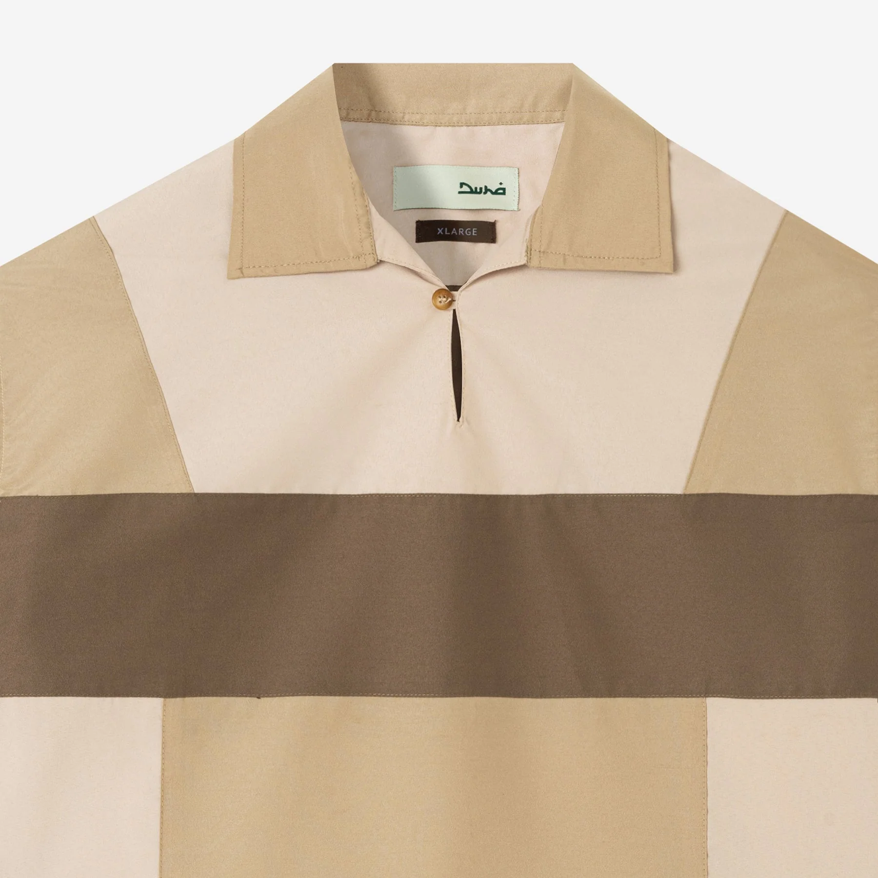 Dhia Patchwork Shirt Short Sleeve - Khaki Stone - Image 2
