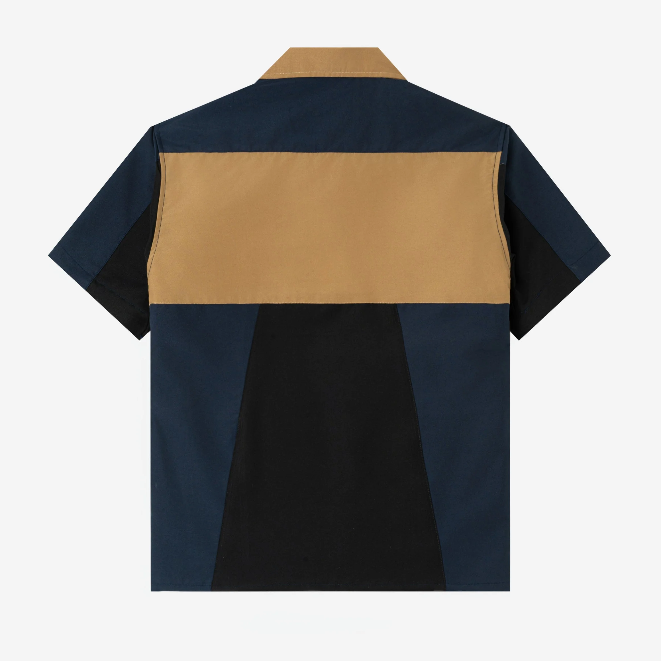 Dhia Patchwork Shirt Short Sleeve - Navy Black - Image 4