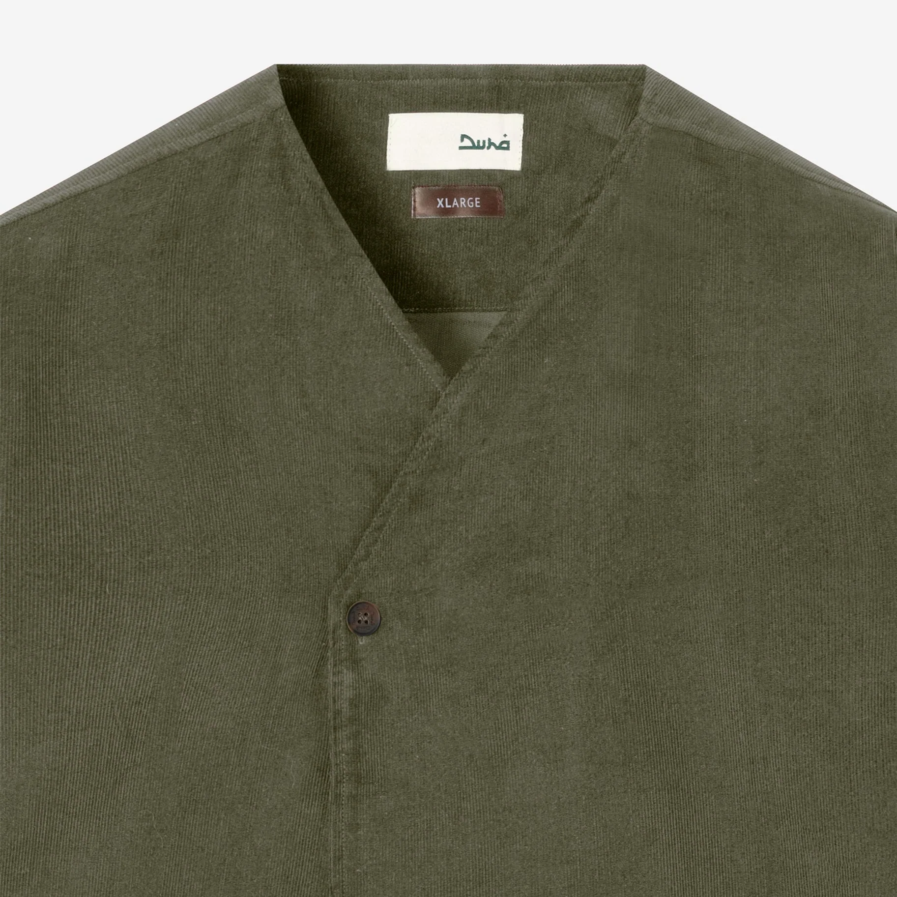 Dirar Corduroy Robe Long Sleeve - Olive - Image 2