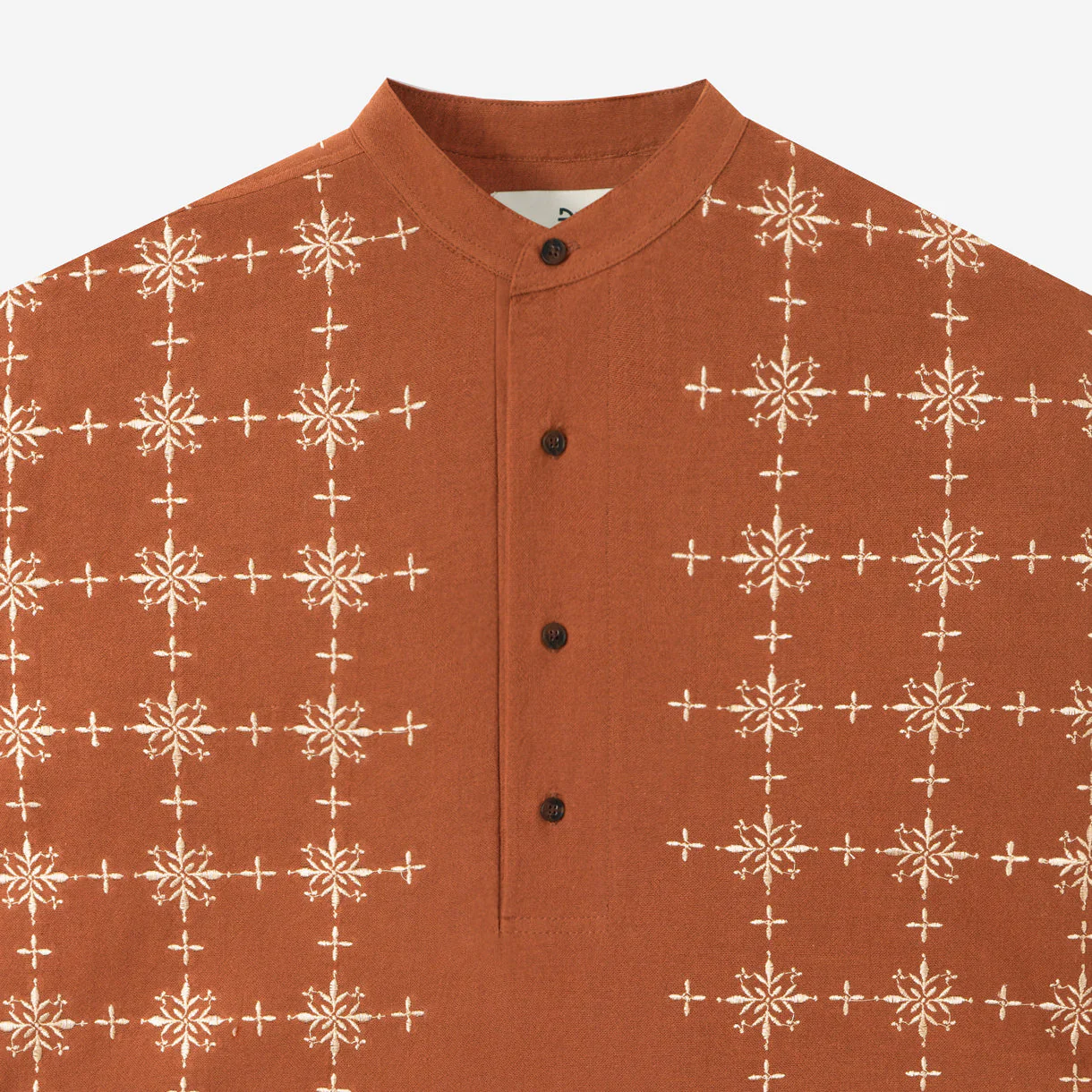 Ehab Long Sleeve Linen Shirt - Brown - Image 2