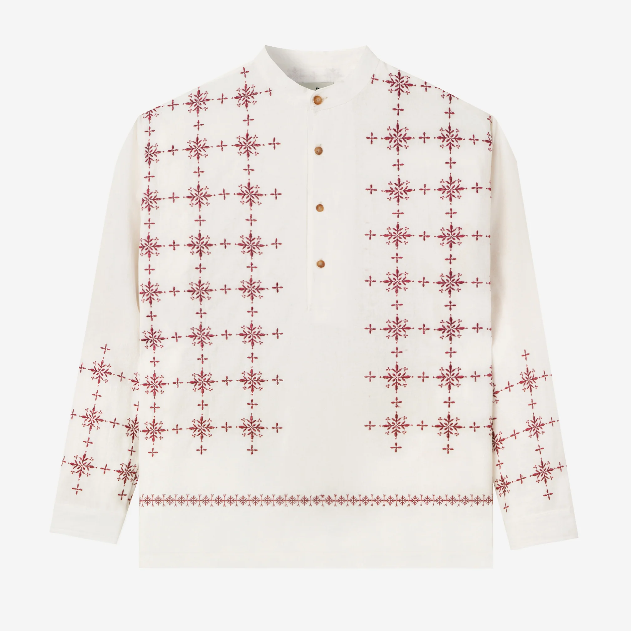 Ehab Long Sleeve Linen Shirt - Cream