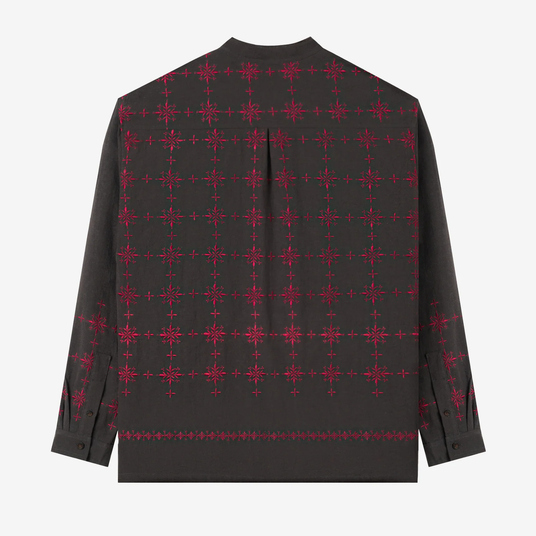 Ehab Long Sleeve Linen Shirt - Dark Grey - Image 4