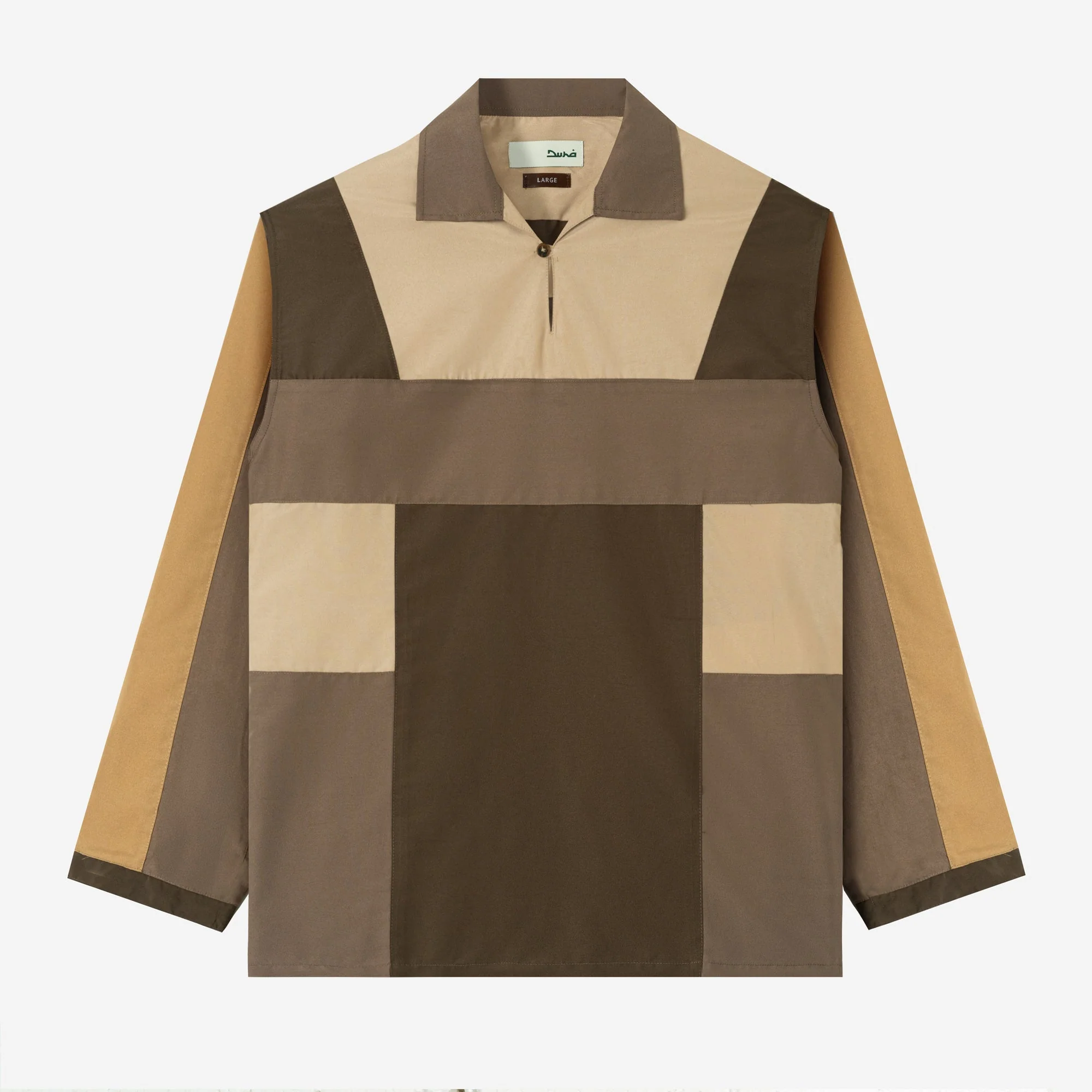 FACTORY SALE - Dhia Patchwork Shirt Long Sleeve - Dark Khaki