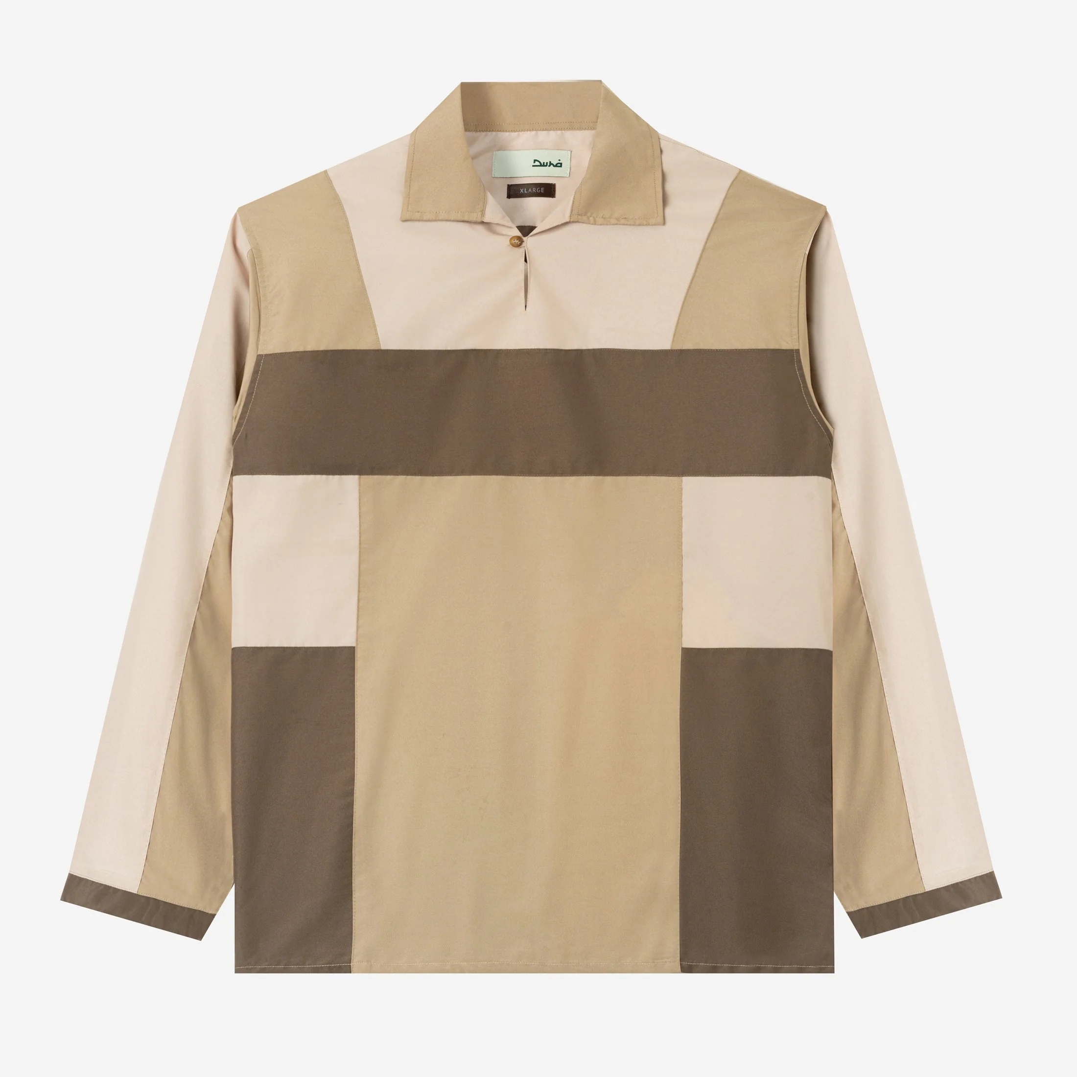 FACTORY SALE - Dhia Patchwork Shirt Long Sleeve - Khaki Stone