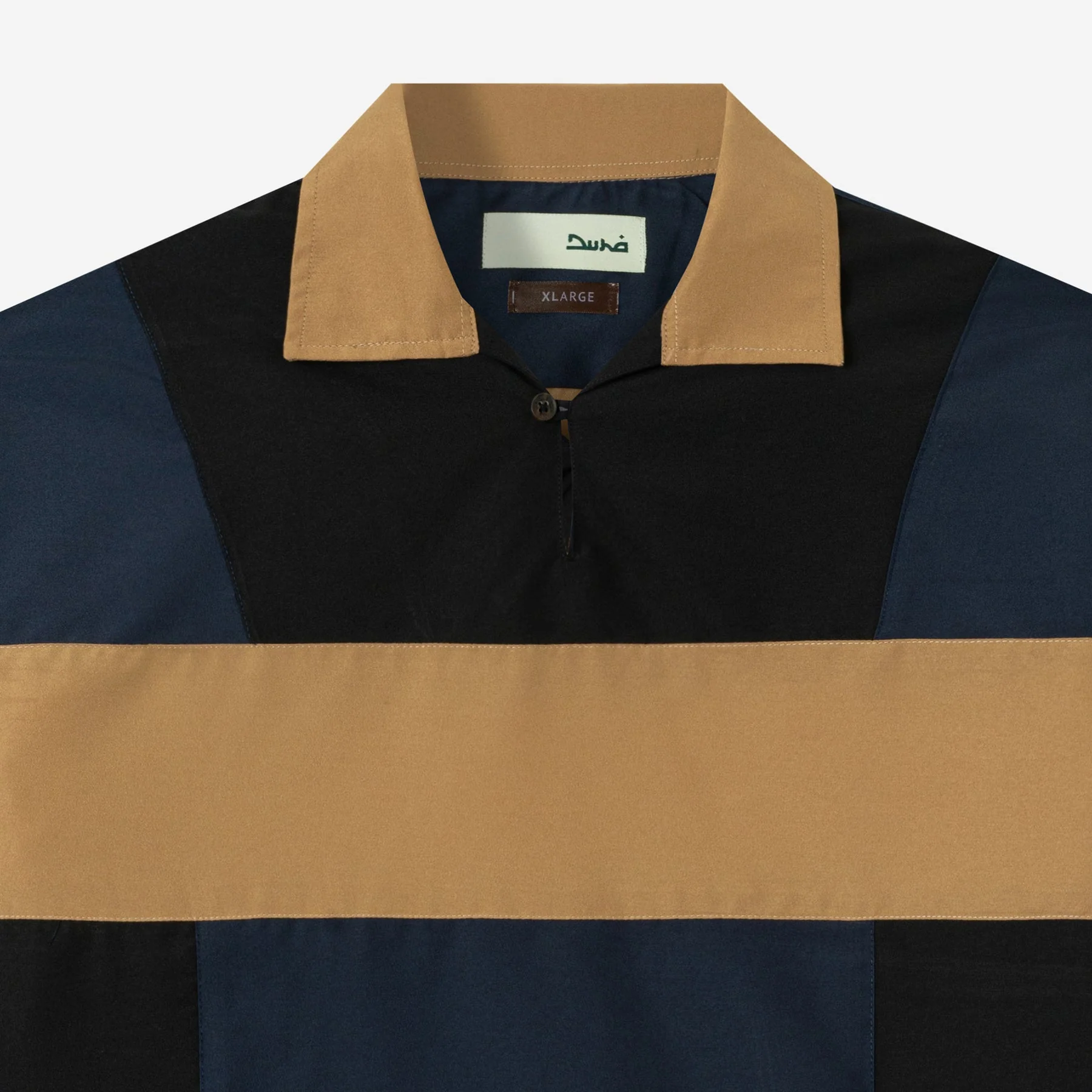 FACTORY SALE - Dhia Patchwork Shirt Long Sleeve - Navy Black - Image 2