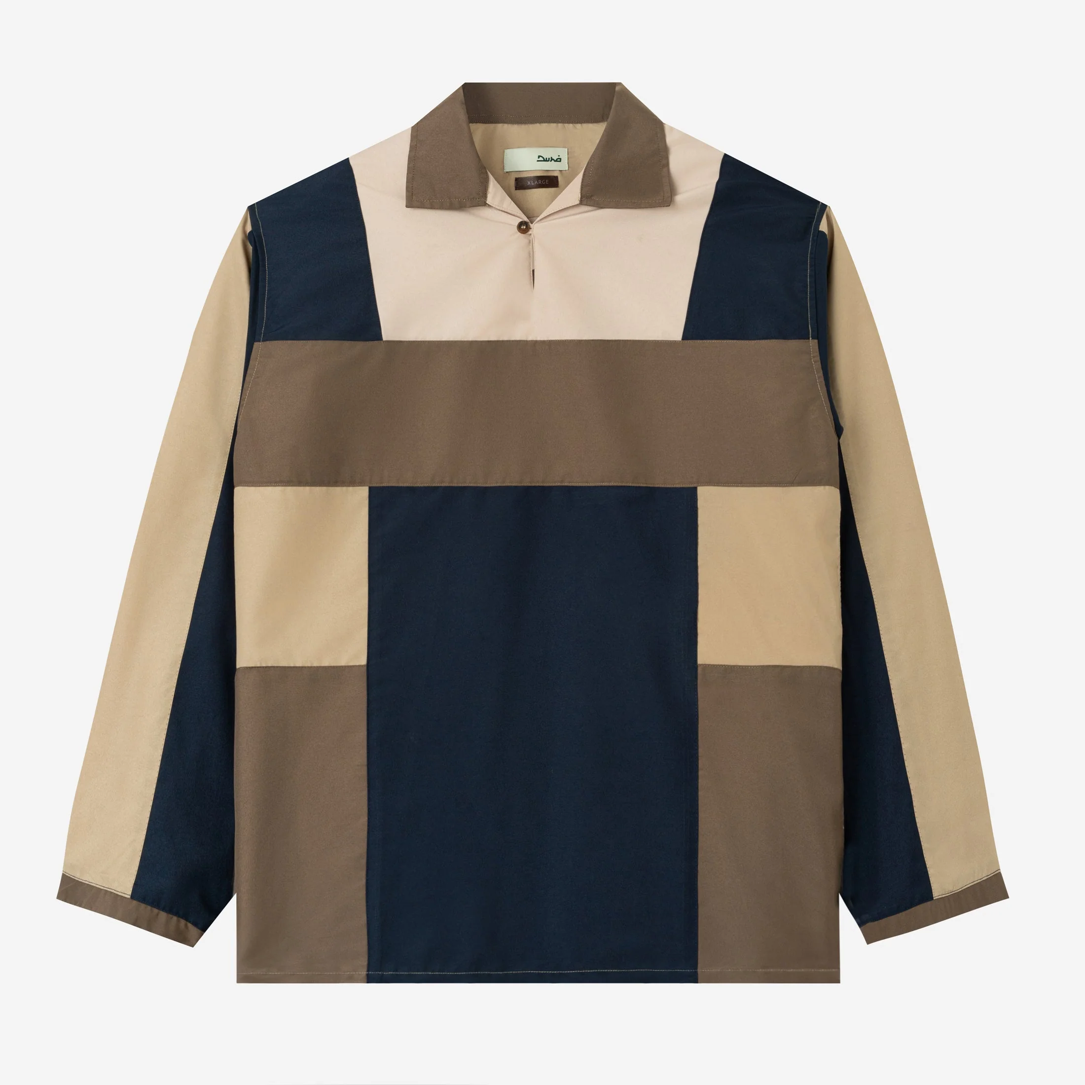FACTORY SALE - Dhia Patchwork Shirt Long Sleeve - Navy Khaki