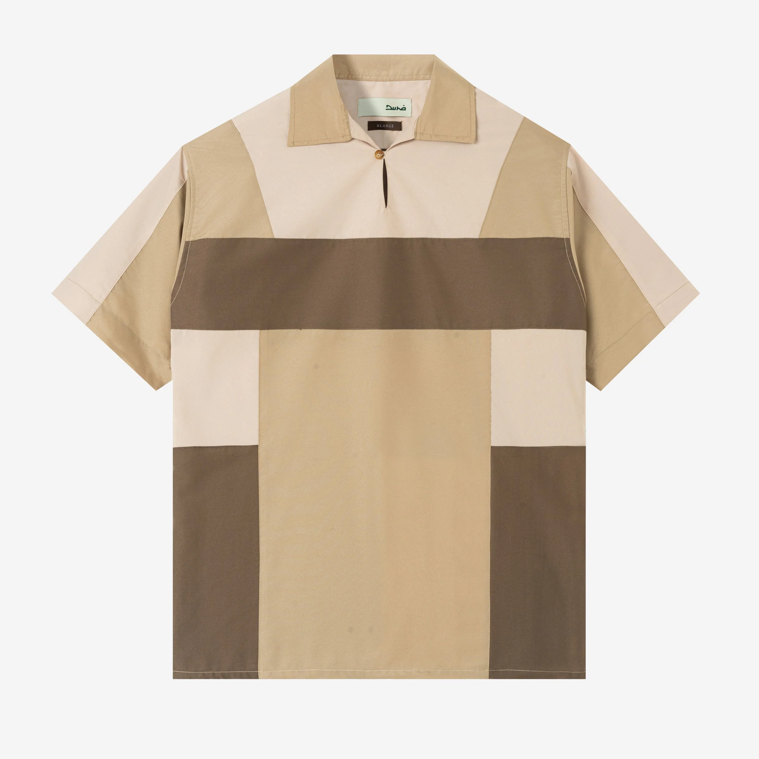 FACTORY SALE - Dhia Patchwork Shirt Short Sleeve - Khaki Stone