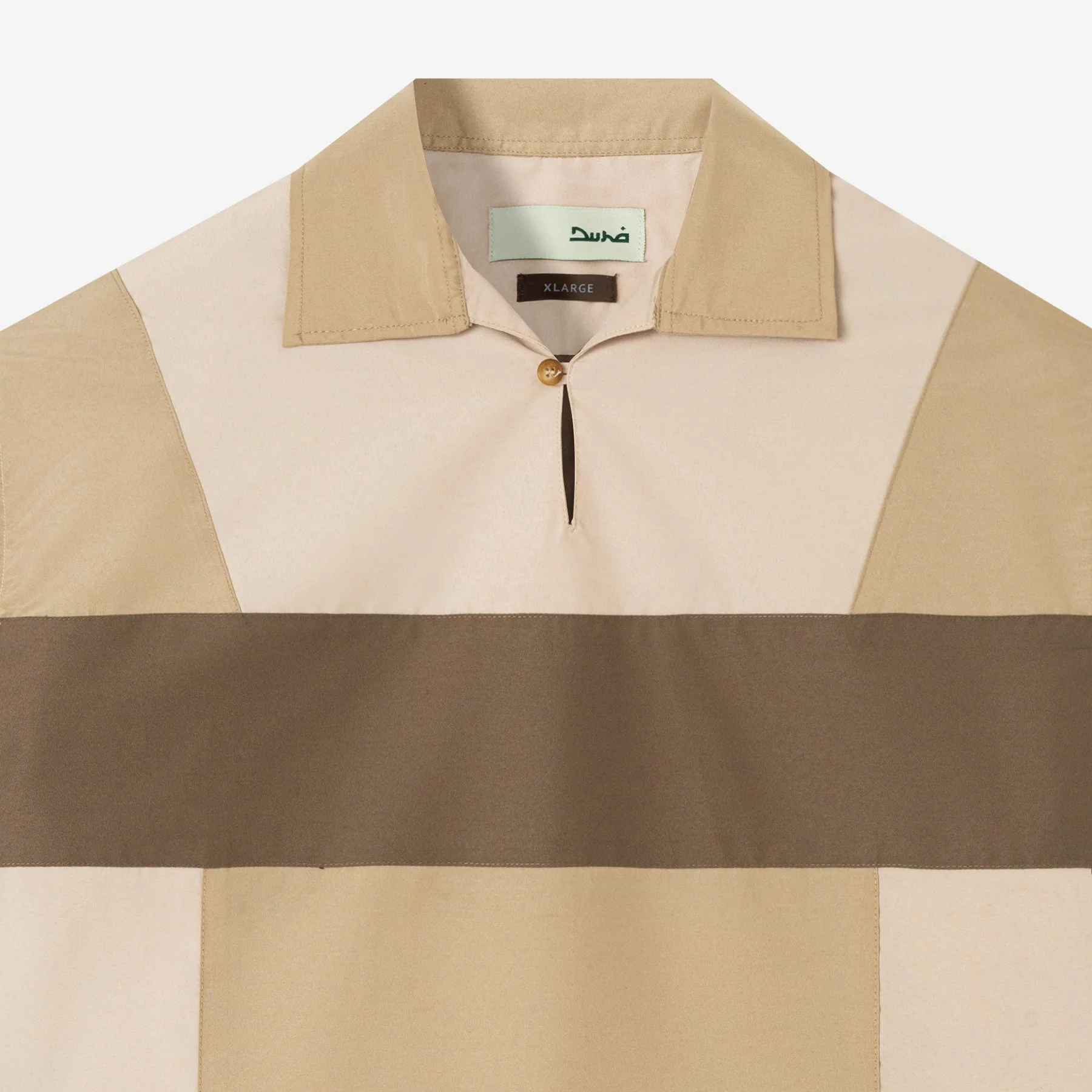 FACTORY SALE - Dhia Patchwork Shirt Short Sleeve - Khaki Stone - Image 2