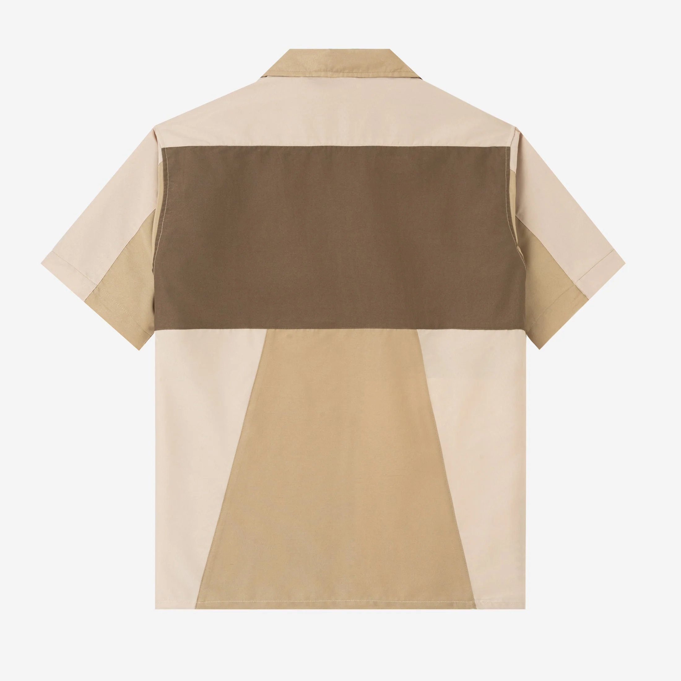 FACTORY SALE - Dhia Patchwork Shirt Short Sleeve - Khaki Stone - Image 4