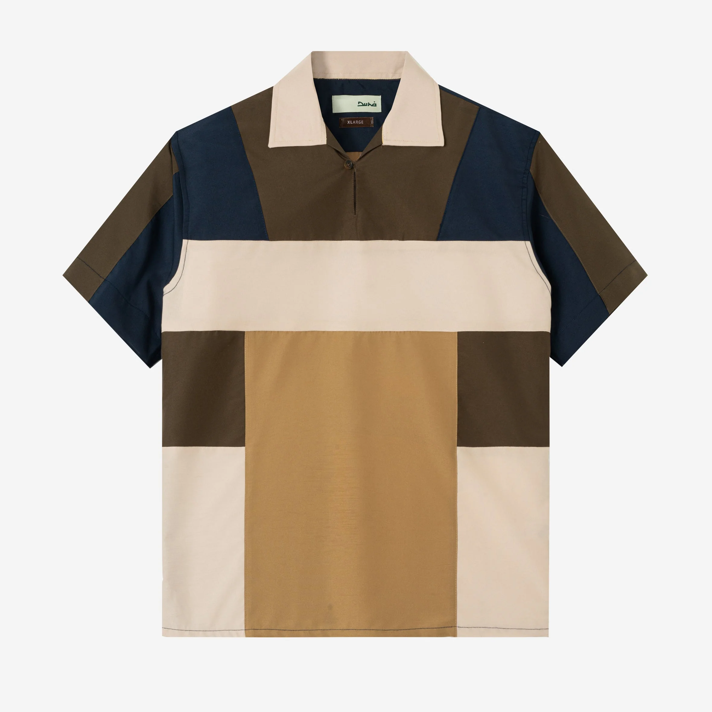 FACTORY SALE - Dhia Patchwork Shirt Short Sleeve - Mihwar Khaki