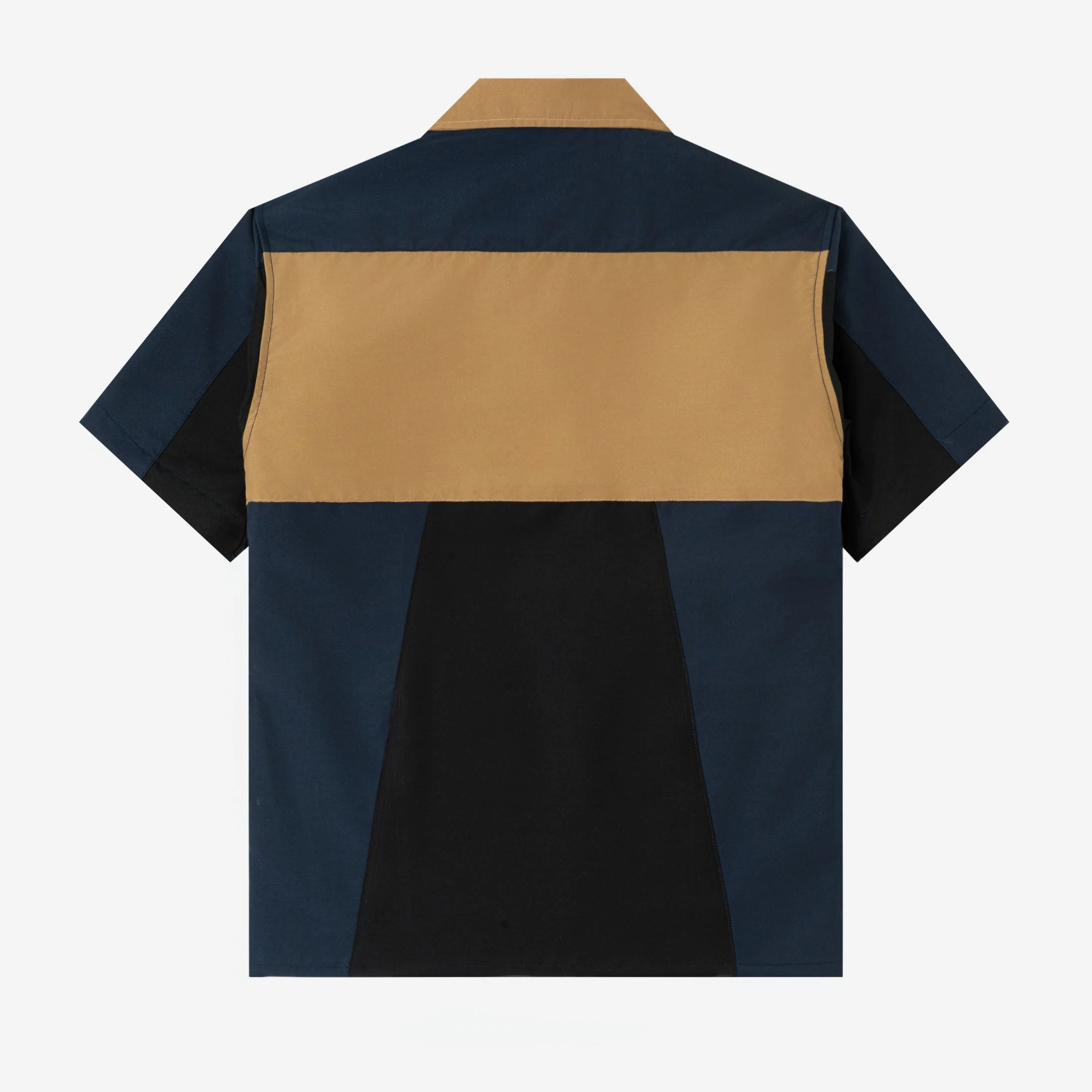 FACTORY SALE - Dhia Patchwork Shirt Short Sleeve - Navy Black - Image 4