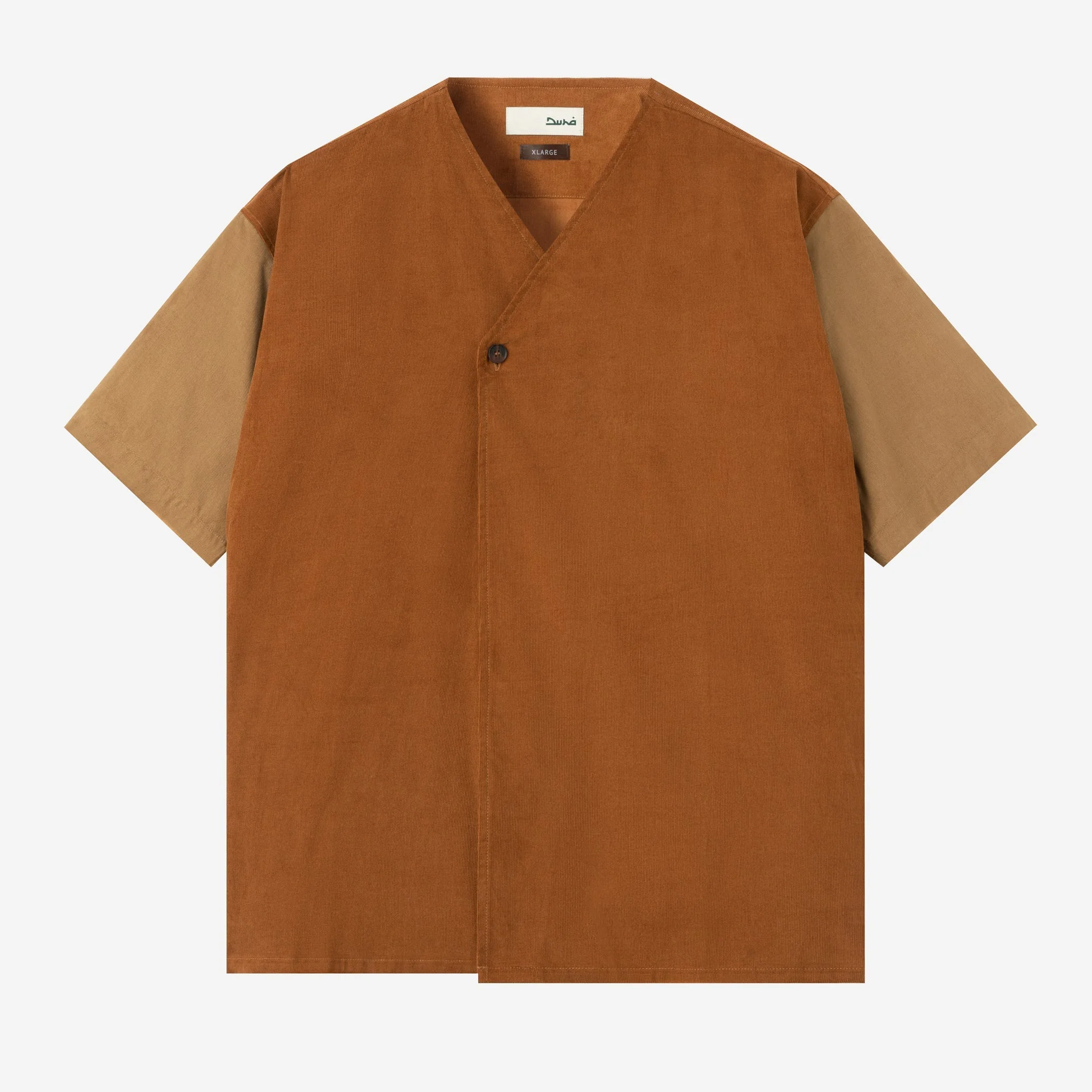 FACTORY SALE - Dirar Corduroy Robe Short Sleeve - Bronze Brown