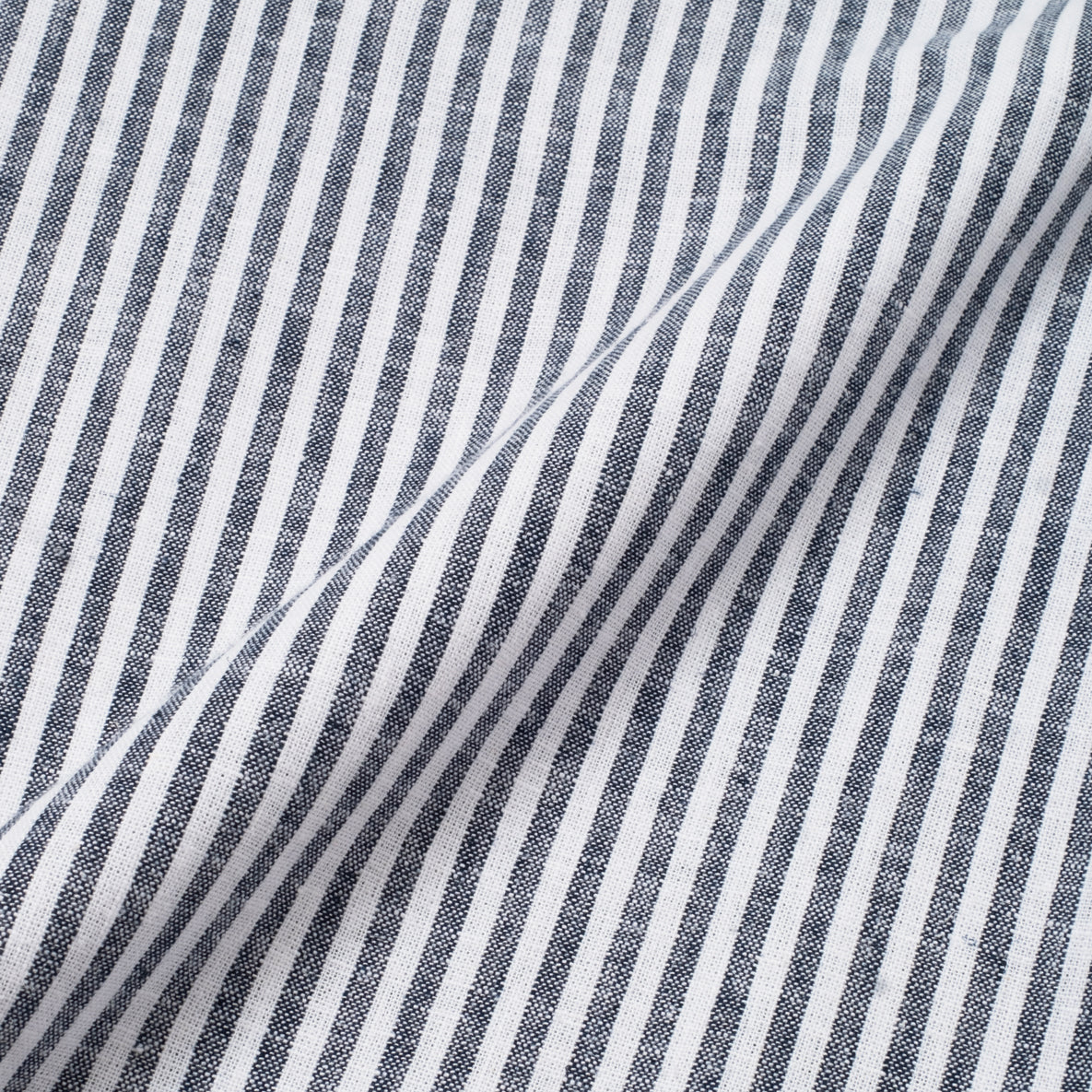 FACTORY SALE - Qawi Long Sleeve Linen Stripes Shirt - White Navy - Image 3