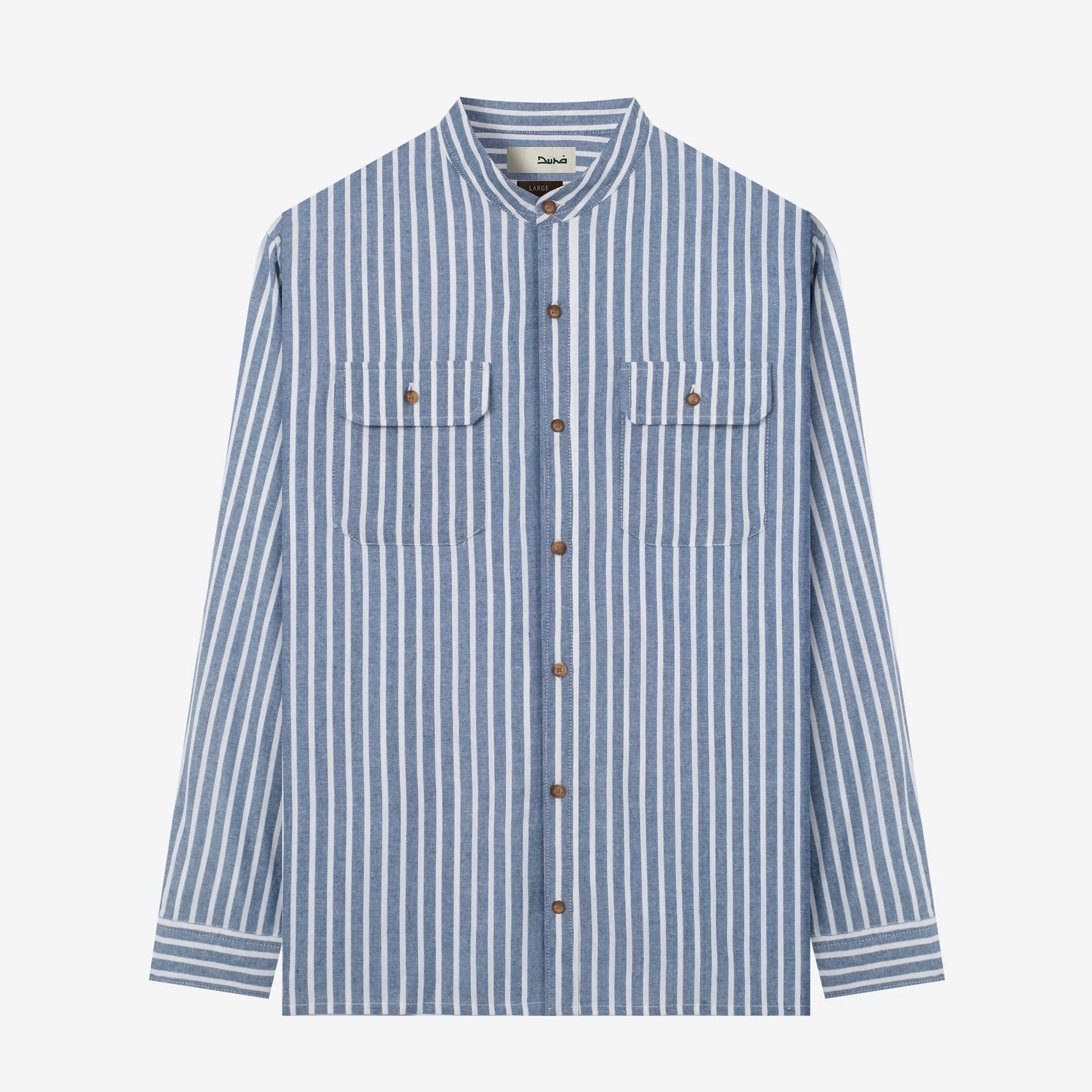 FACTORY SALE - Sayf Long Sleeve Linen Stripes shirt - Blue White