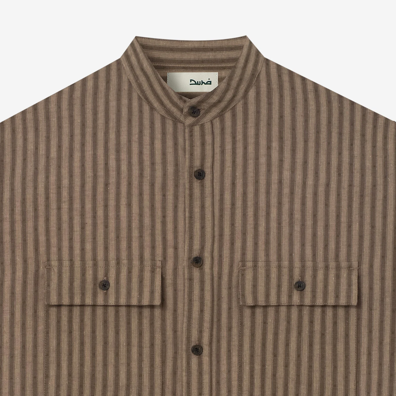 FACTORY SALE - Sayf Long Sleeve Linen Stripes Shirt - Forest - Image 2