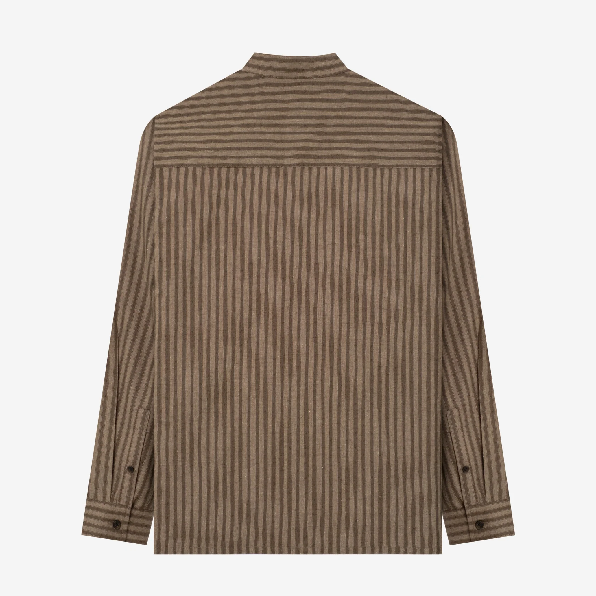 FACTORY SALE - Sayf Long Sleeve Linen Stripes Shirt - Forest - Image 4