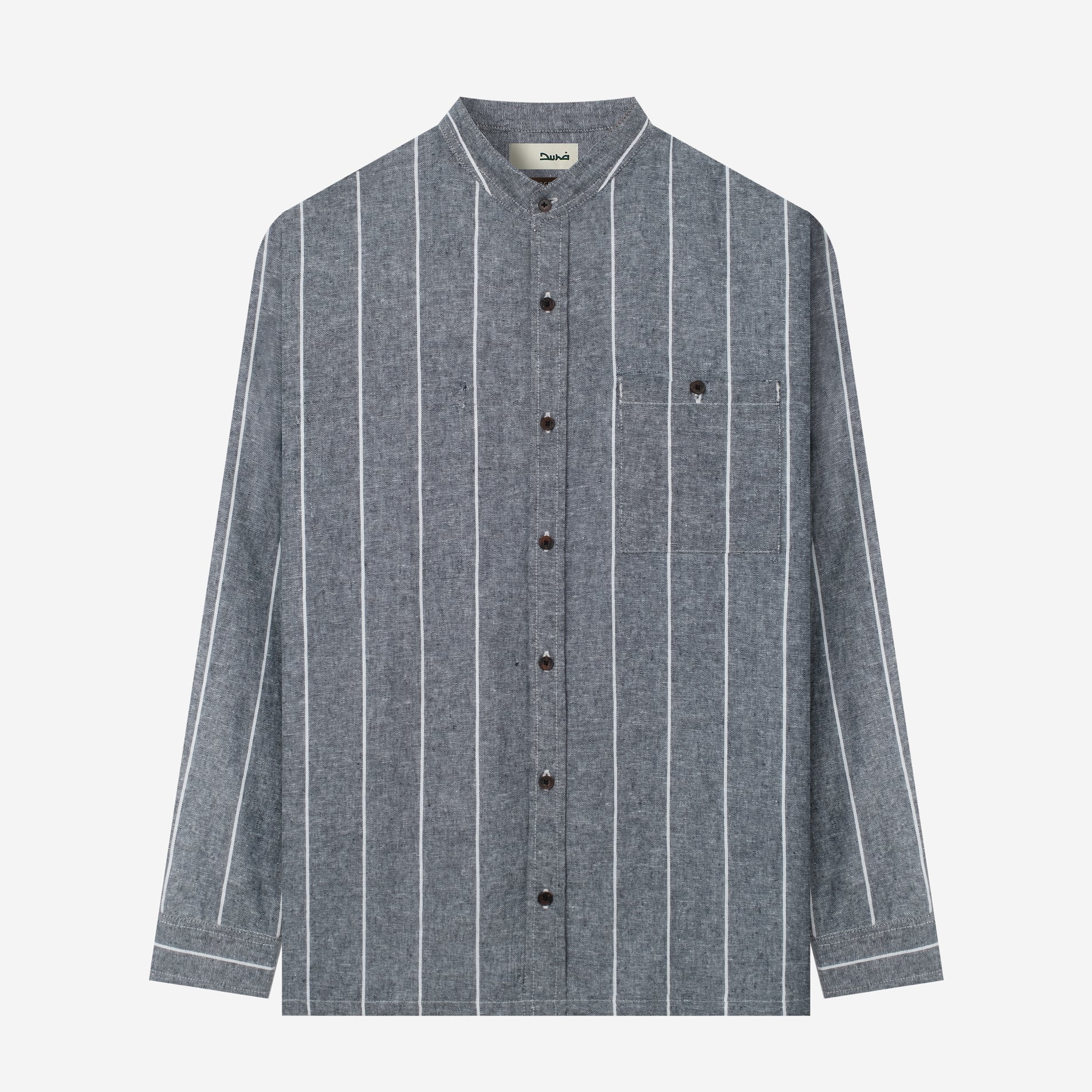 FACTORY SALE - Sayf Long Sleeve Linen Stripes shirt - Navy White