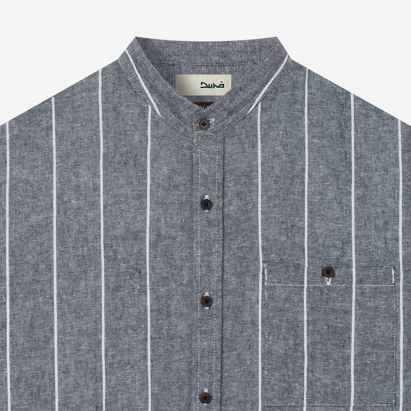 FACTORY SALE - Sayf Long Sleeve Linen Stripes shirt - Navy White - Image 2