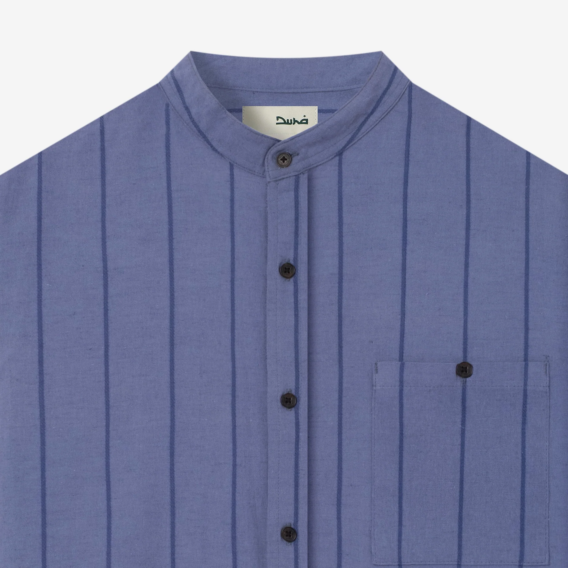 FACTORY SALE - Sayf Long Sleeve Linen Stripes shirt - Ocean Blue - Image 2