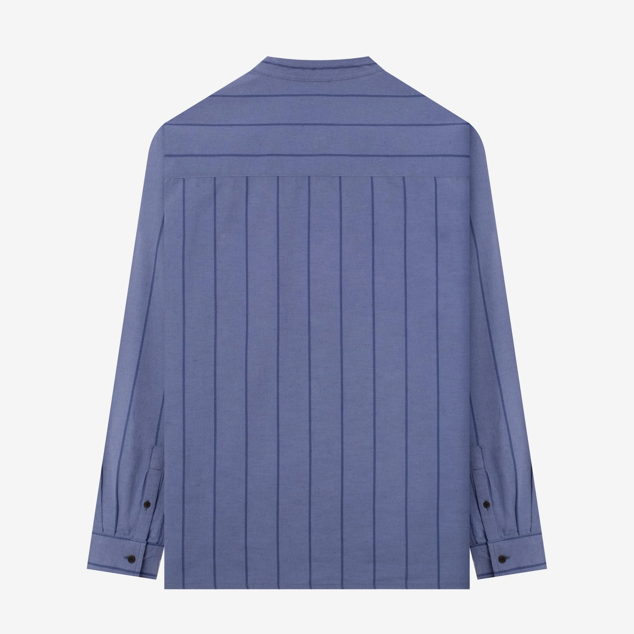 FACTORY SALE - Sayf Long Sleeve Linen Stripes shirt - Ocean Blue - Image 4