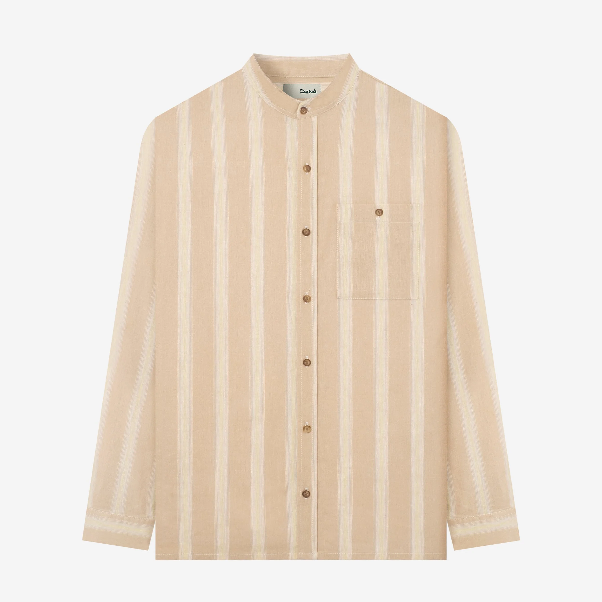 FACTORY SALE - Sayf Long Sleeve Linen Stripes Shirt - Sand
