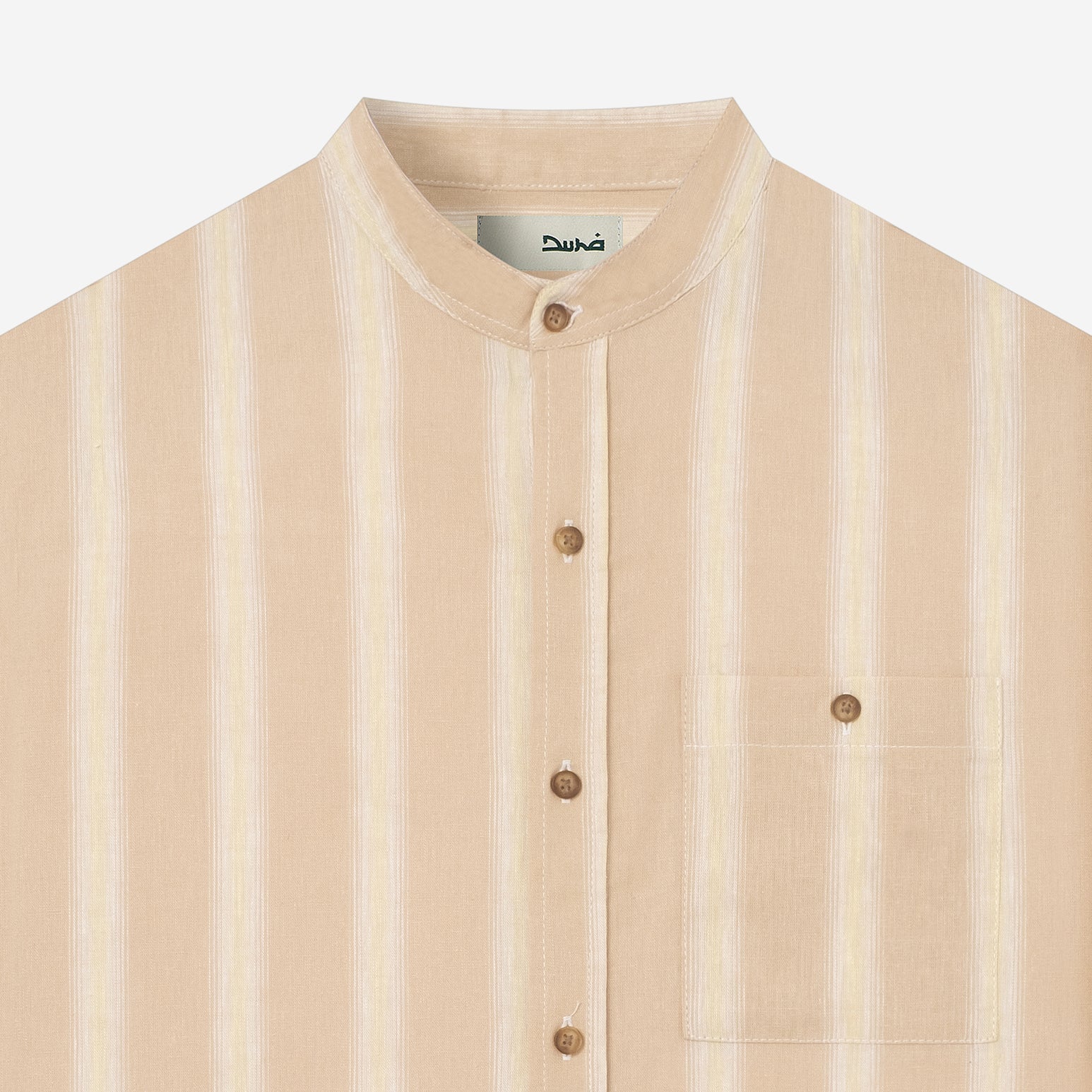 FACTORY SALE - Sayf Long Sleeve Linen Stripes Shirt - Sand - Image 2