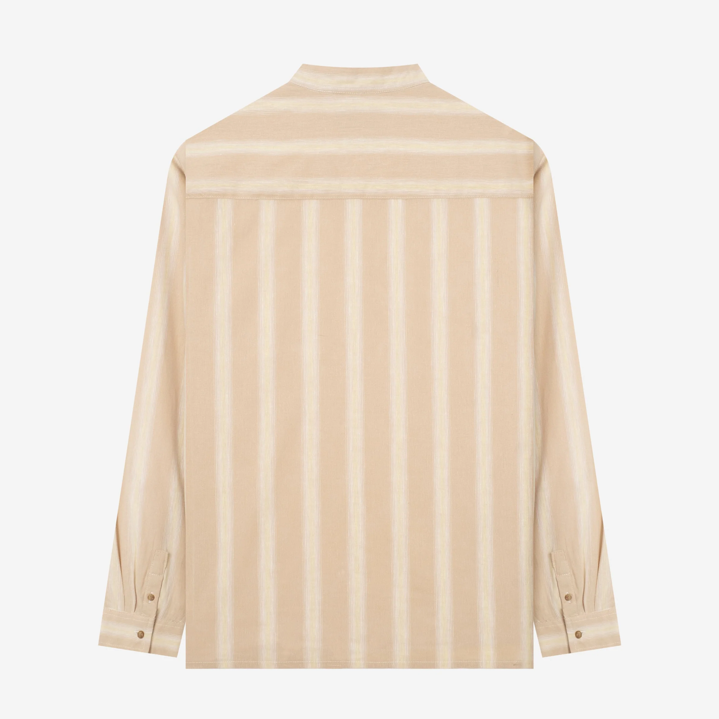 FACTORY SALE - Sayf Long Sleeve Linen Stripes Shirt - Sand - Image 4