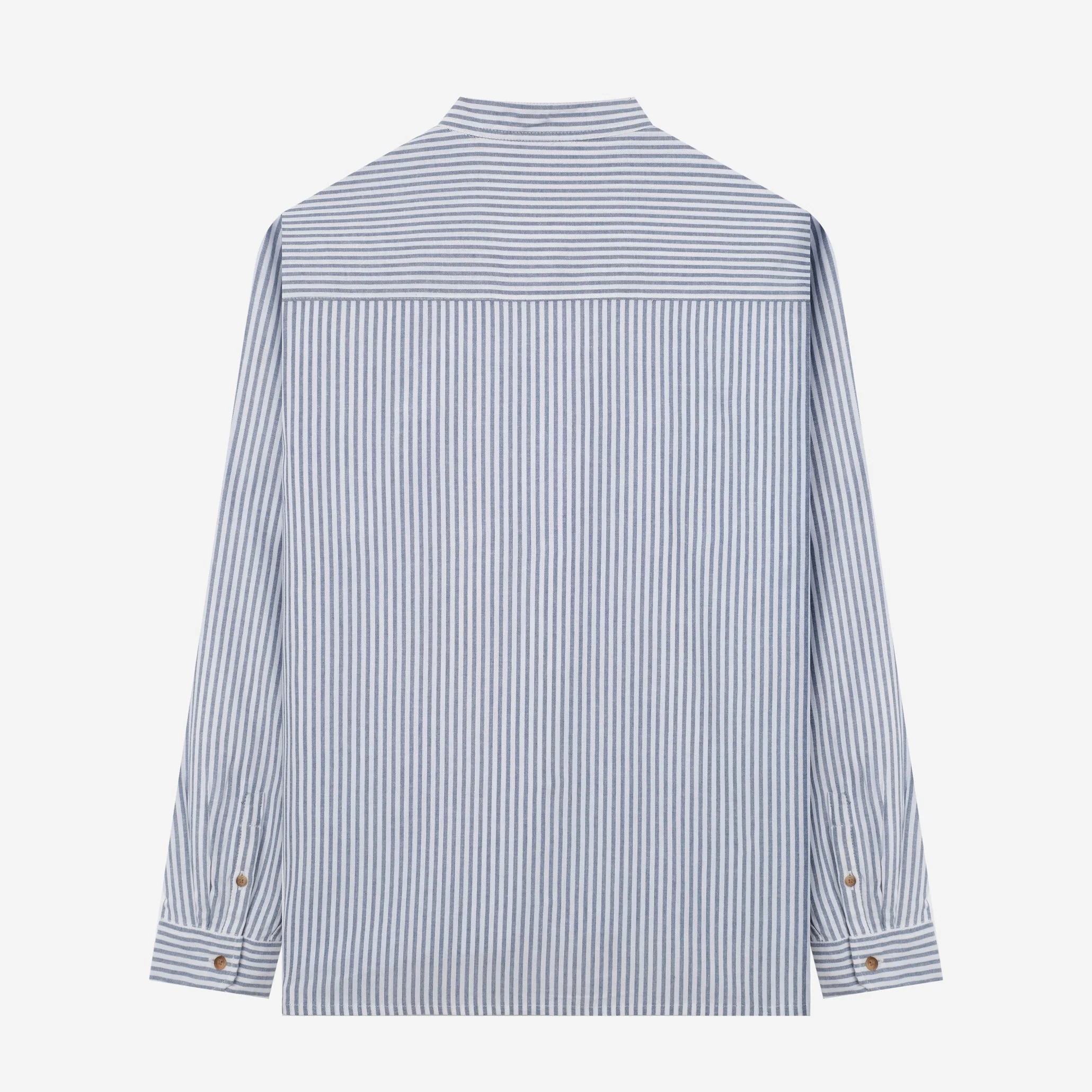 Sayf Long Sleeve Linen Stripes shirt - White Blue - Image 4