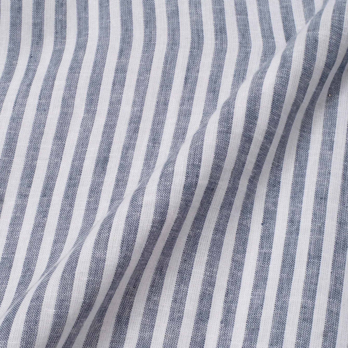 FACTORY SALE - Sayf Long Sleeve Linen Stripes shirt - White Navy - Image 3