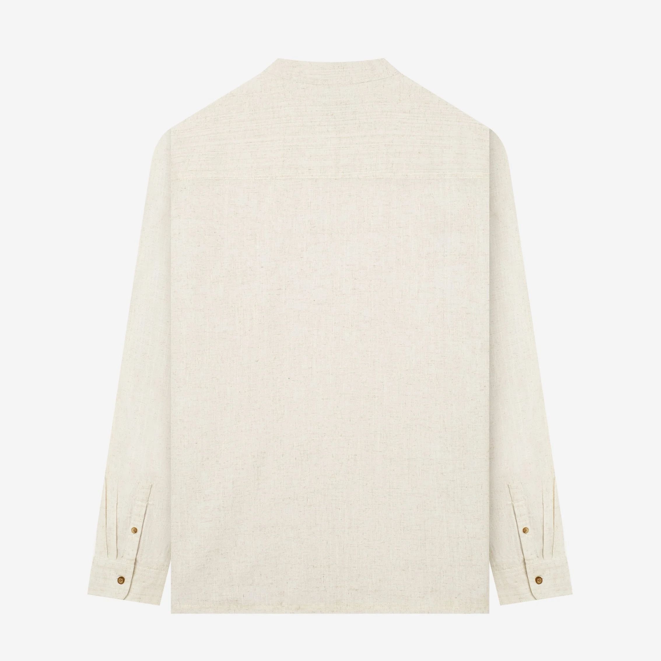 Sayf Long Sleeve Pull Over Linen Shirt - Sand White - Image 4