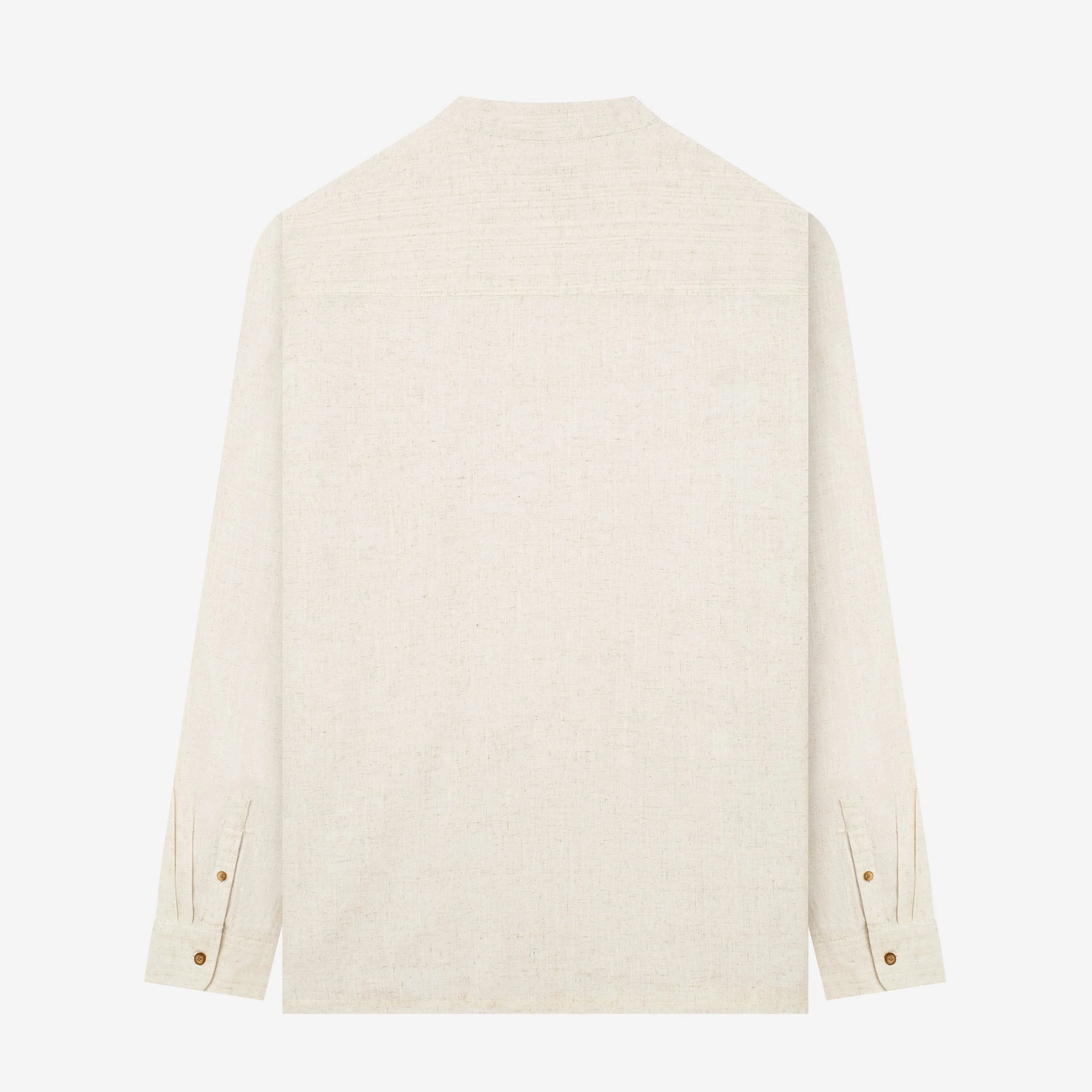 Sayf Long Sleeve Pull Over Linen Stripes Shirt - White Sand - Image 4