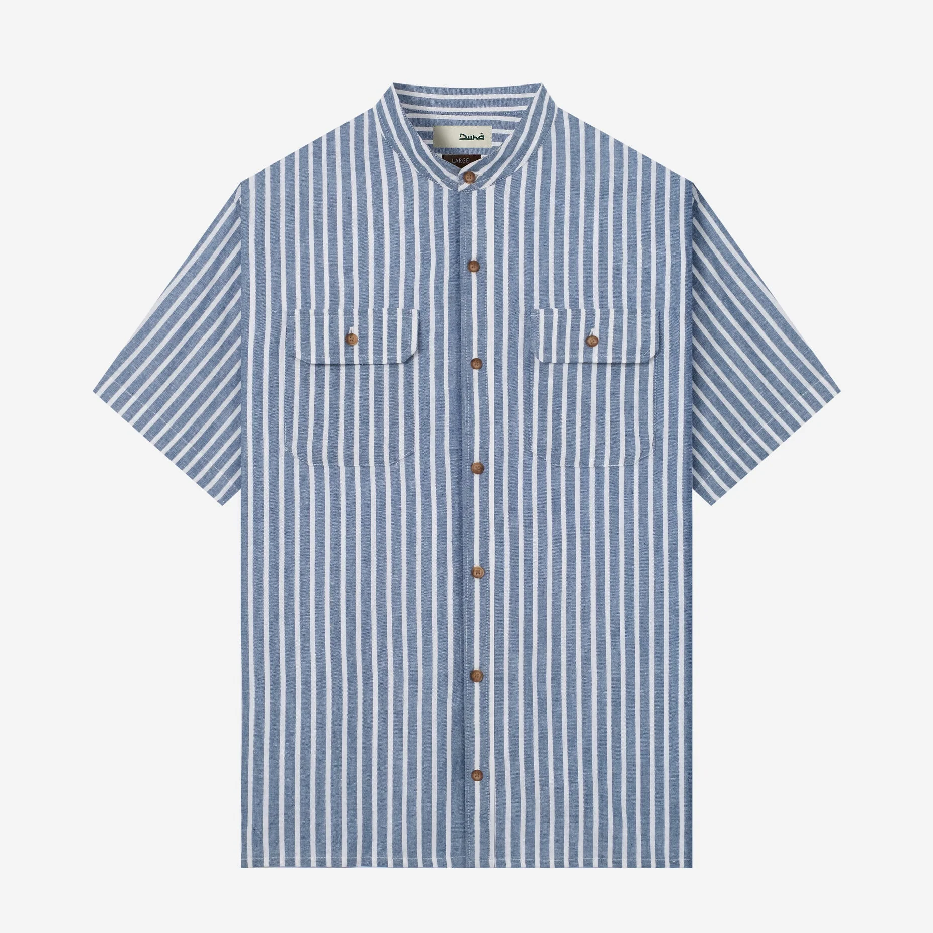 FACTORY SALE - Sayf Short Sleeve Linen Stripes shirt - Blue White