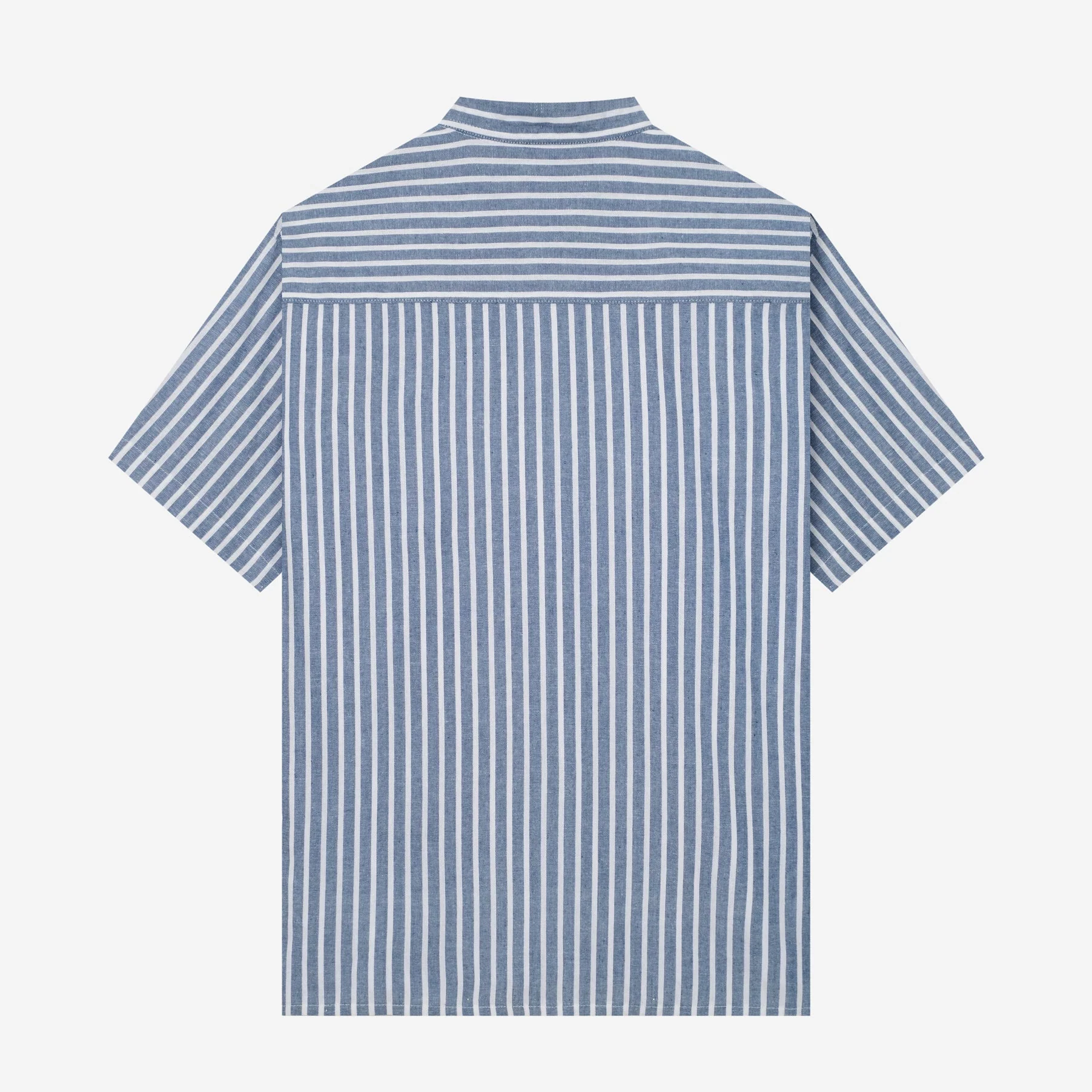 FACTORY SALE - Sayf Short Sleeve Linen Stripes shirt - Blue White - Image 4