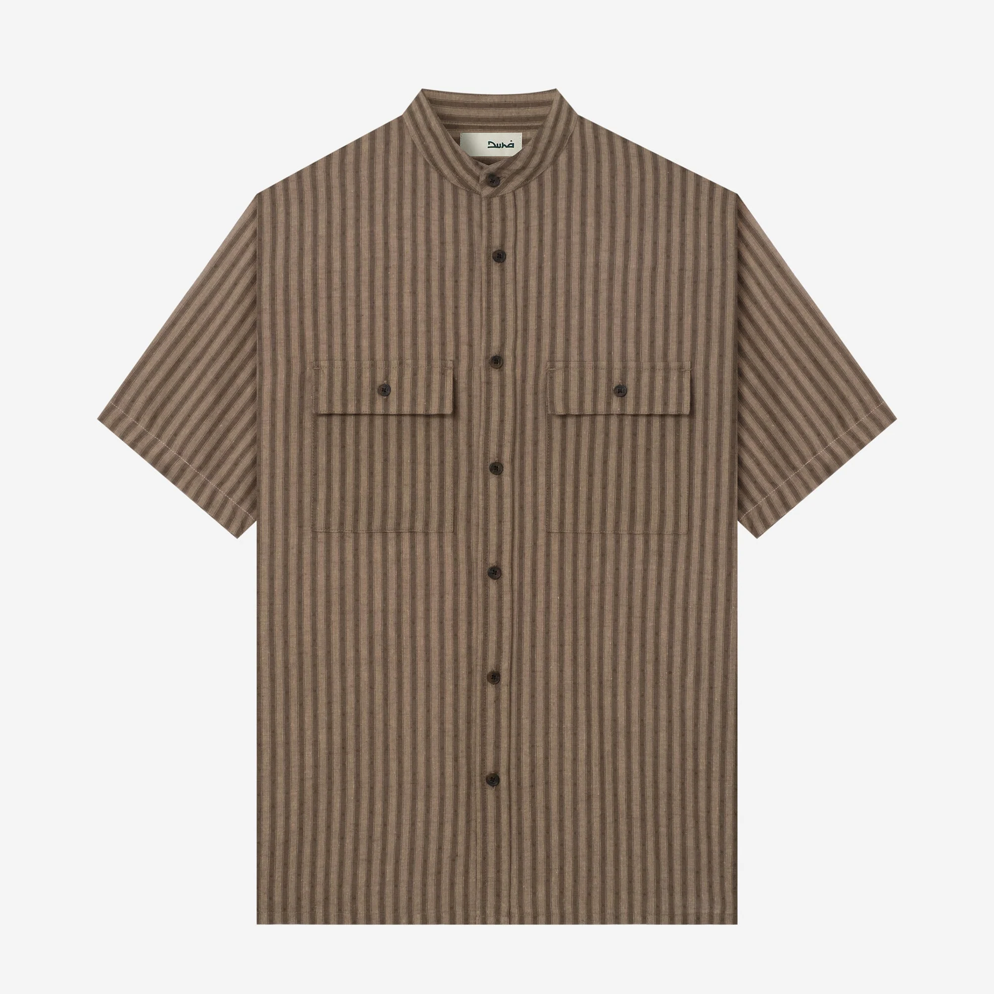 Sayf Short Sleeve Linen Stripes Shirt - Forest