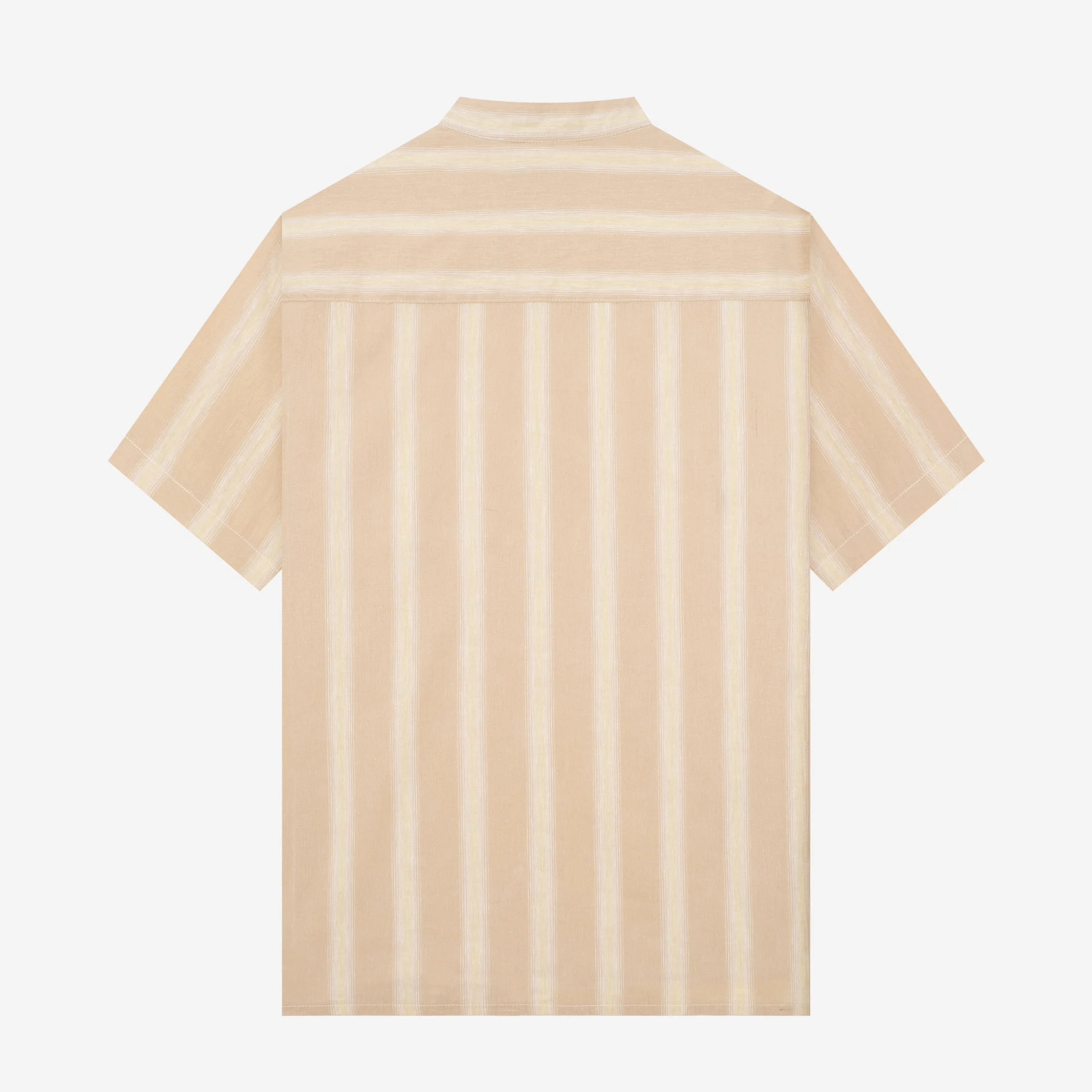 FACTORY SALE - Sayf Short Sleeve Linen Stripes Shirt - Sand - Image 4
