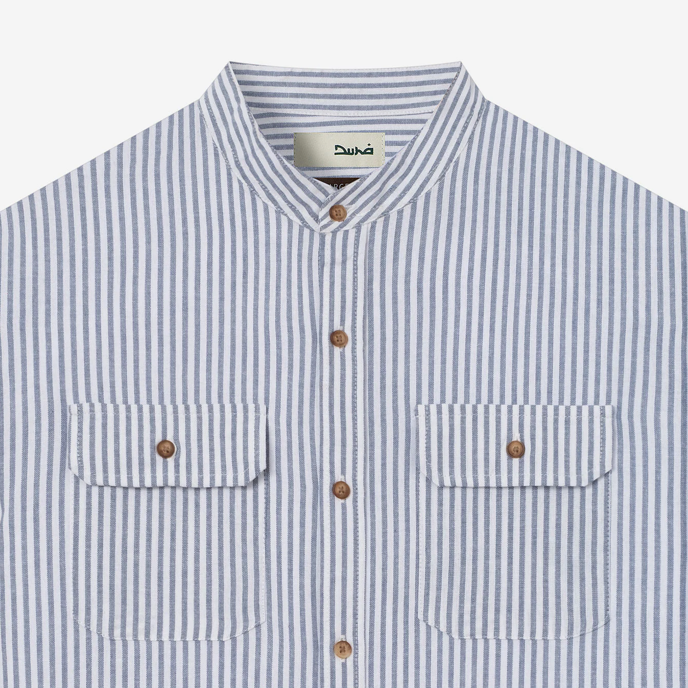 FACTORY SALE - Sayf Short Sleeve Linen Stripes shirt - White Blue - Image 2