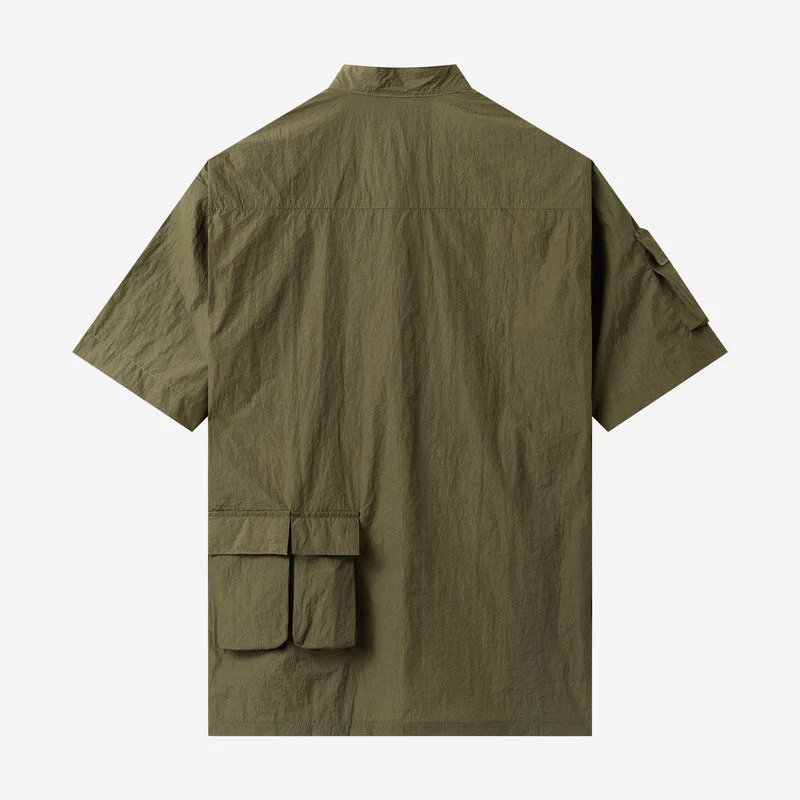 FACTORY SALE - Waiz Short Sleeve Shirt - Olive - Image 5