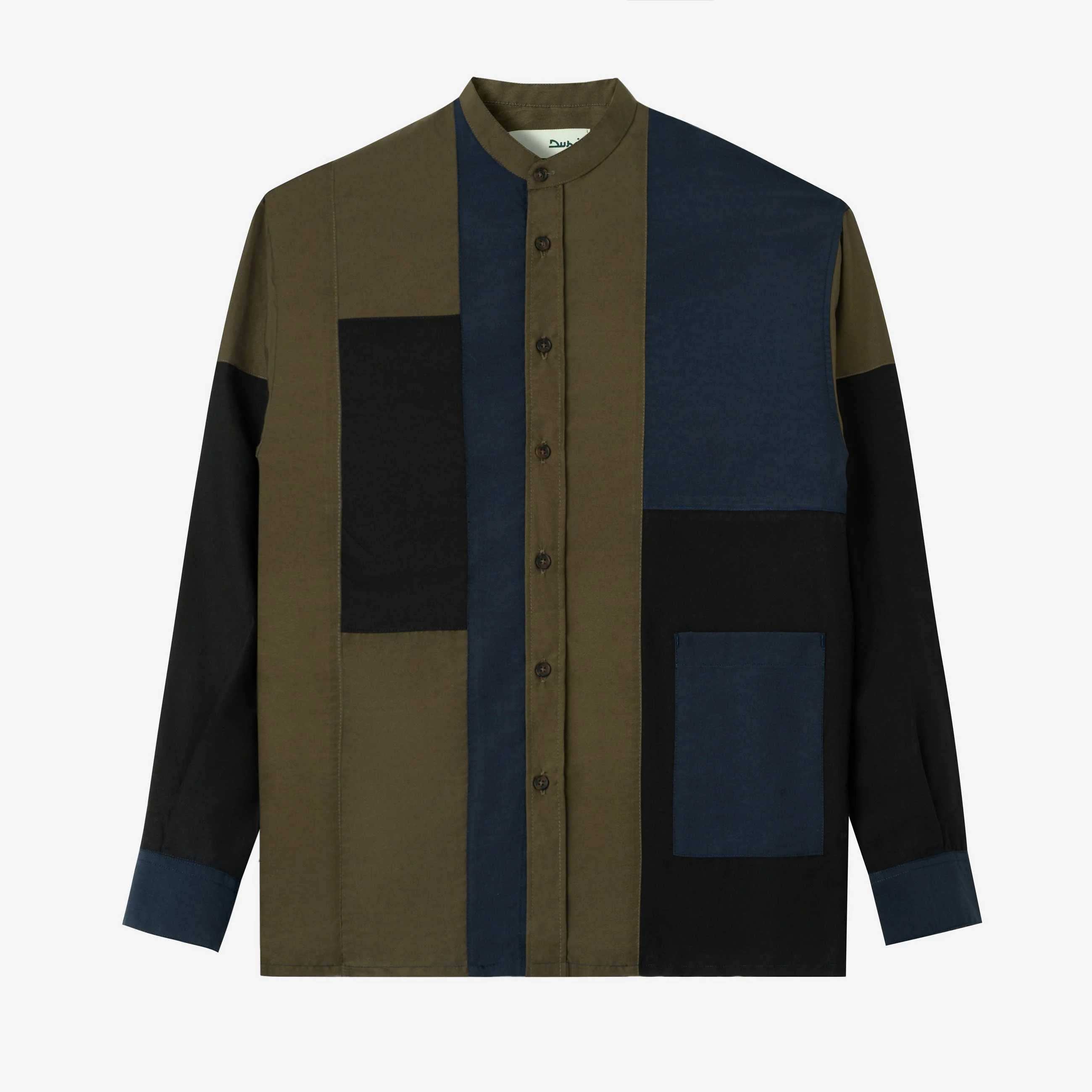 FACTORY SALE - Ward Patchwork Shirt Long Sleeve - Hadid Olive