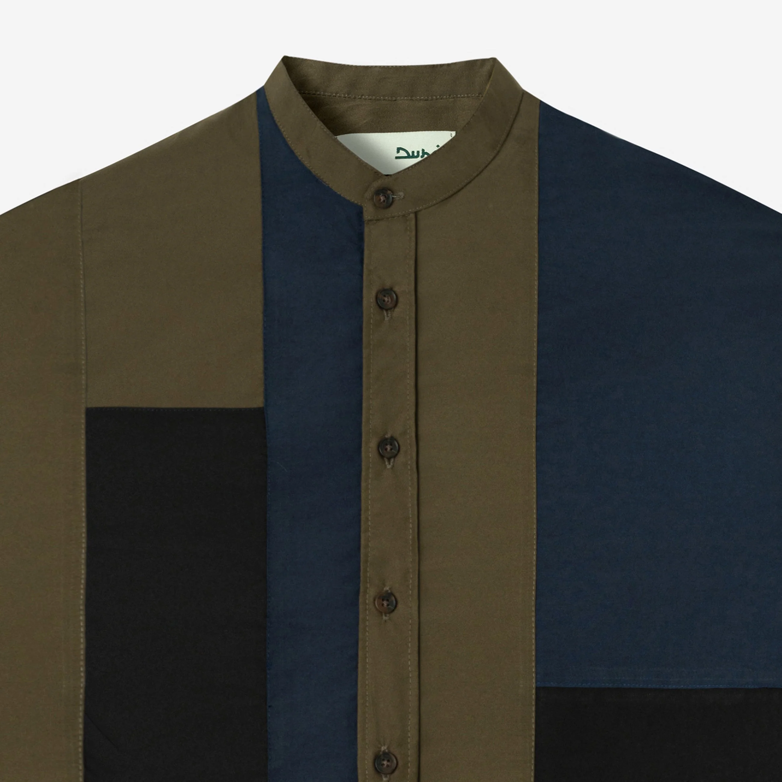 FACTORY SALE - Ward Patchwork Shirt Long Sleeve - Hadid Olive - Image 2