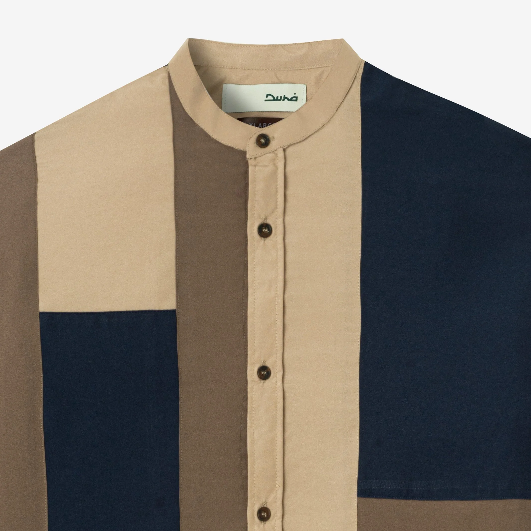 FACTORY SALE - Ward Patchwork Shirt Long Sleeve - Navy Stone - Image 2