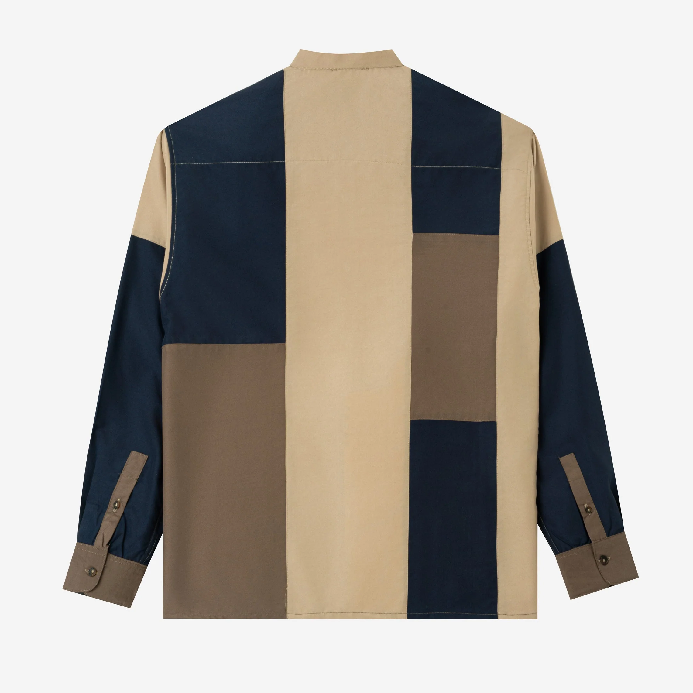 FACTORY SALE - Ward Patchwork Shirt Long Sleeve - Navy Stone - Image 4