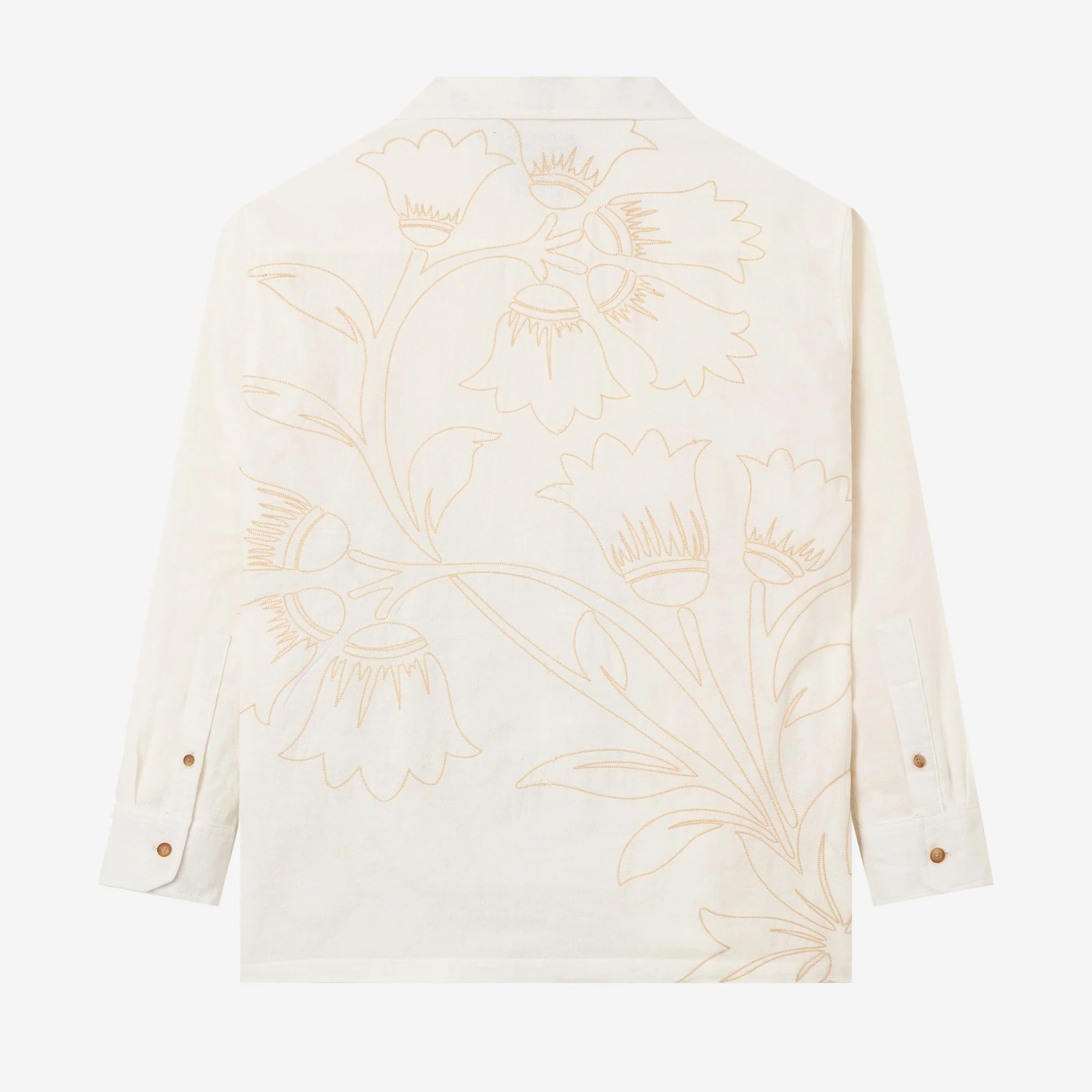 Zaeed Long Sleeve Linen Shirt - Cream - Image 4