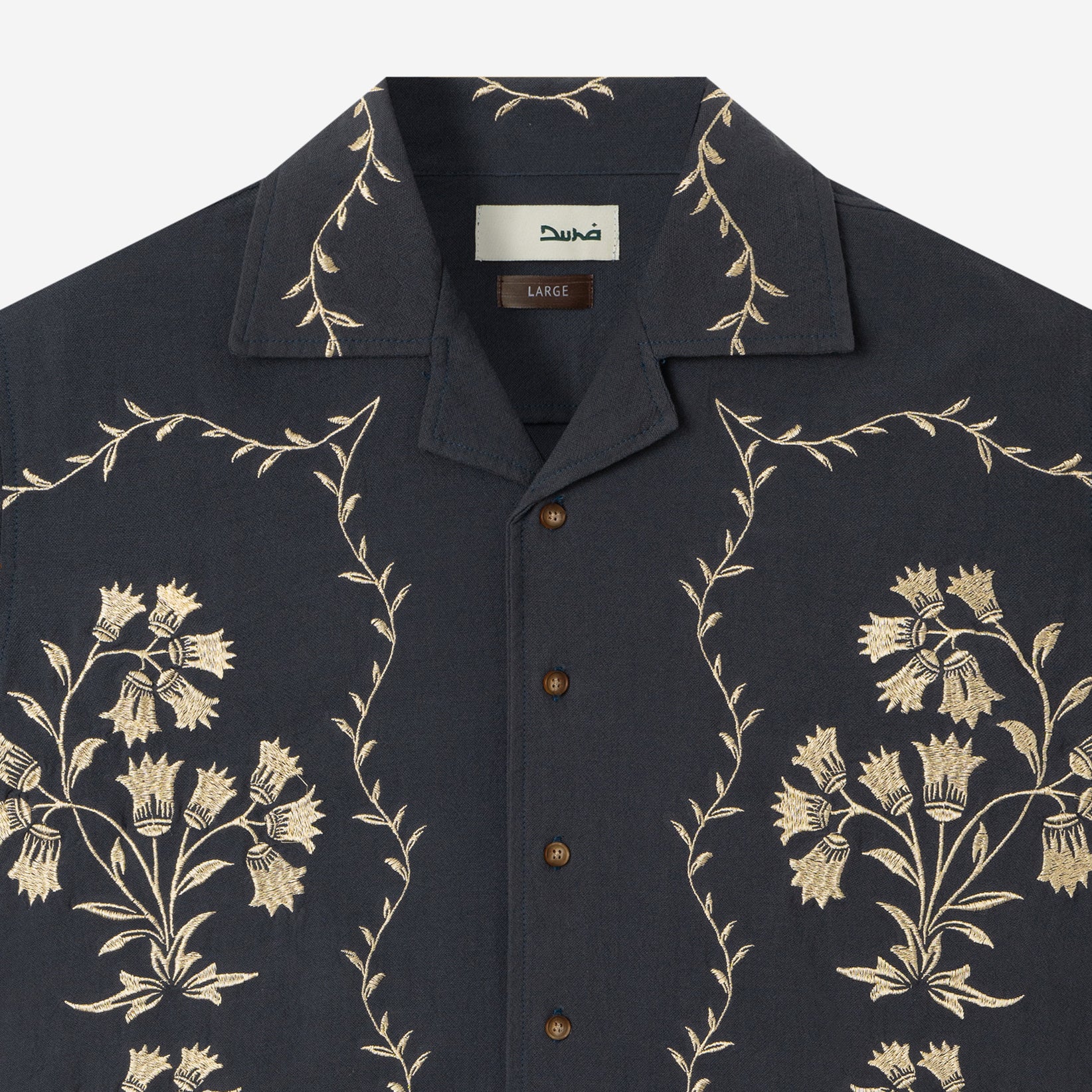Fahd Short Sleeve Linen Shirt - Navy - Image 2
