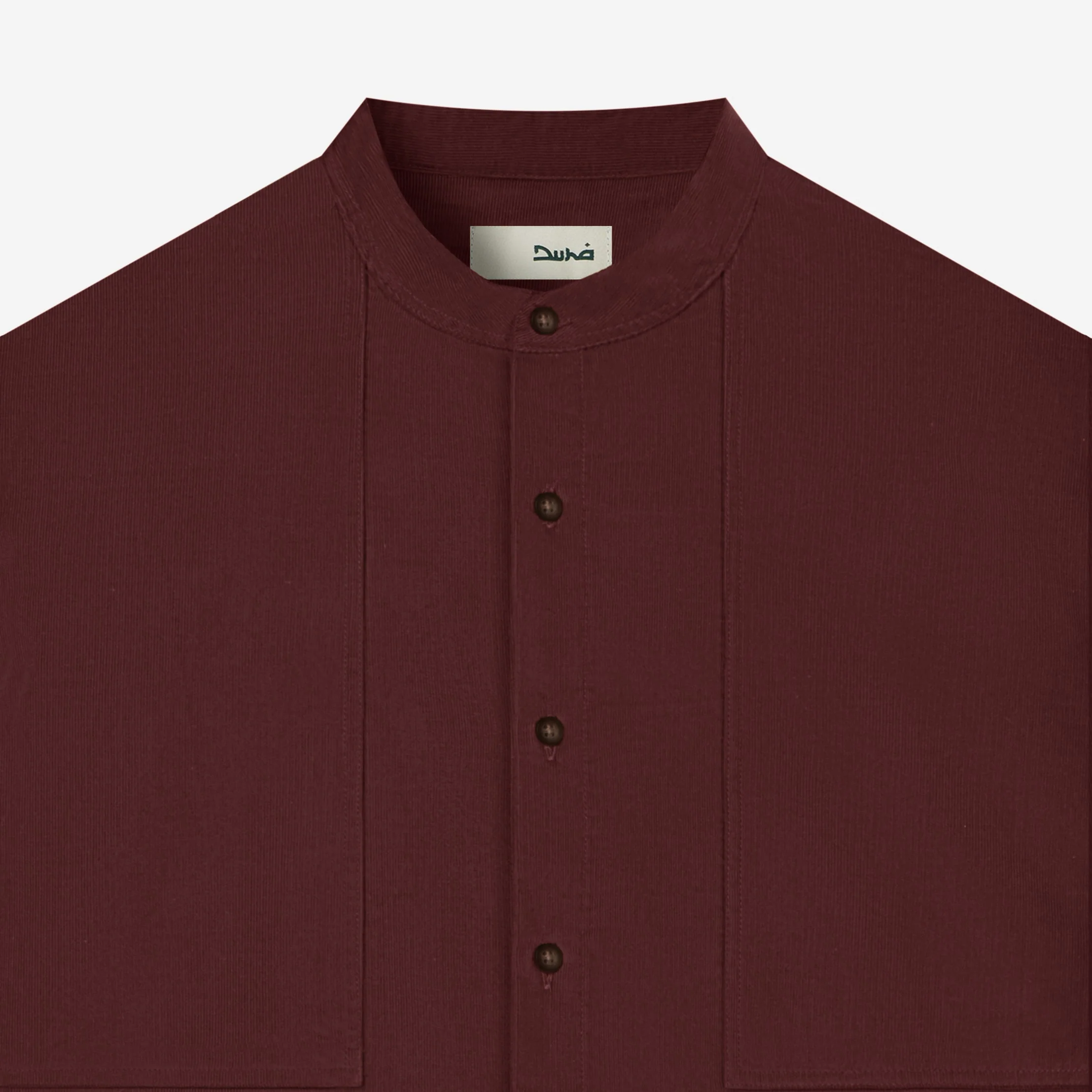 Fajr Long Sleeve Corduroy Shirt - Maroon - Image 2