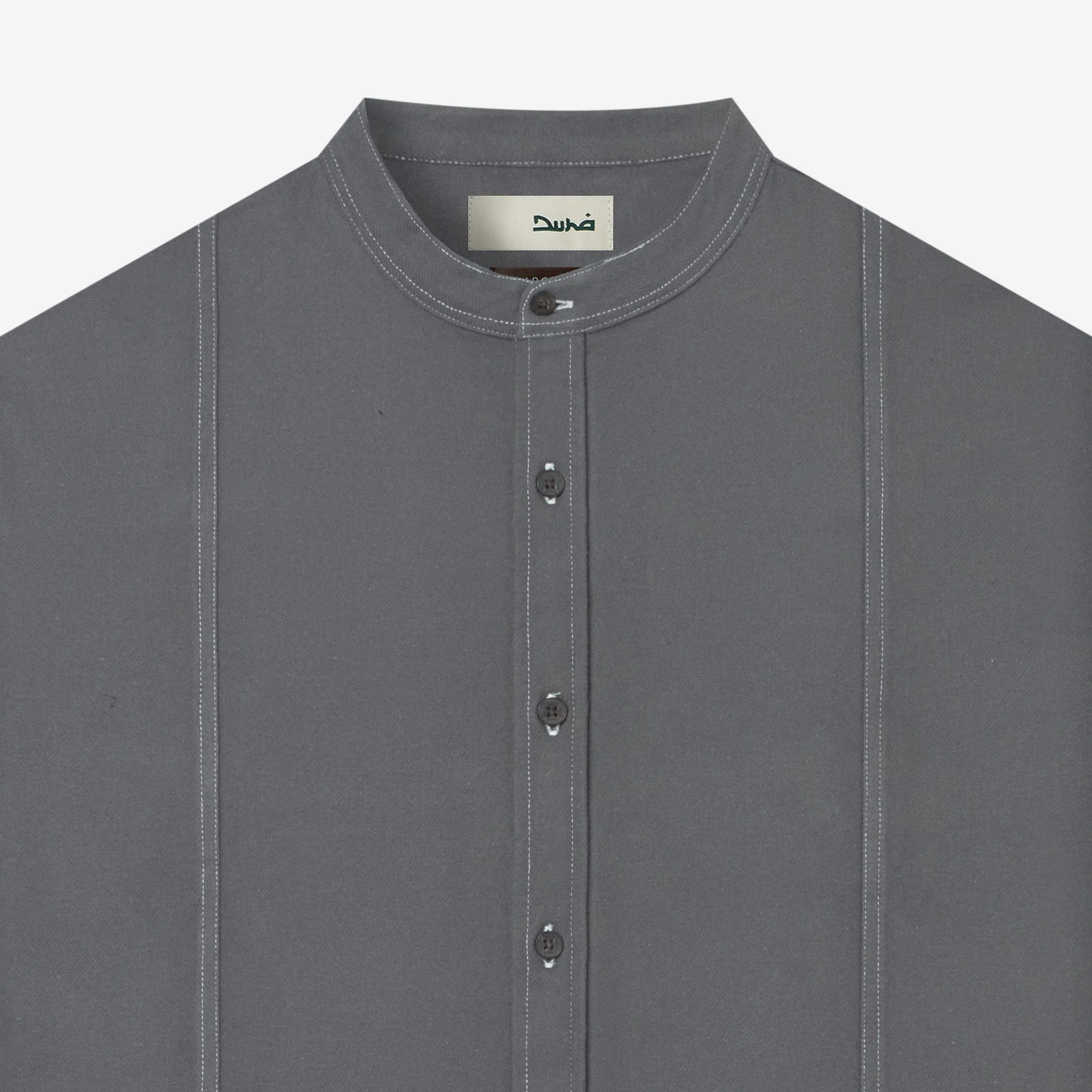 Ghaba Long Sleeve Flannel Shirt - Dark Grey - Image 2