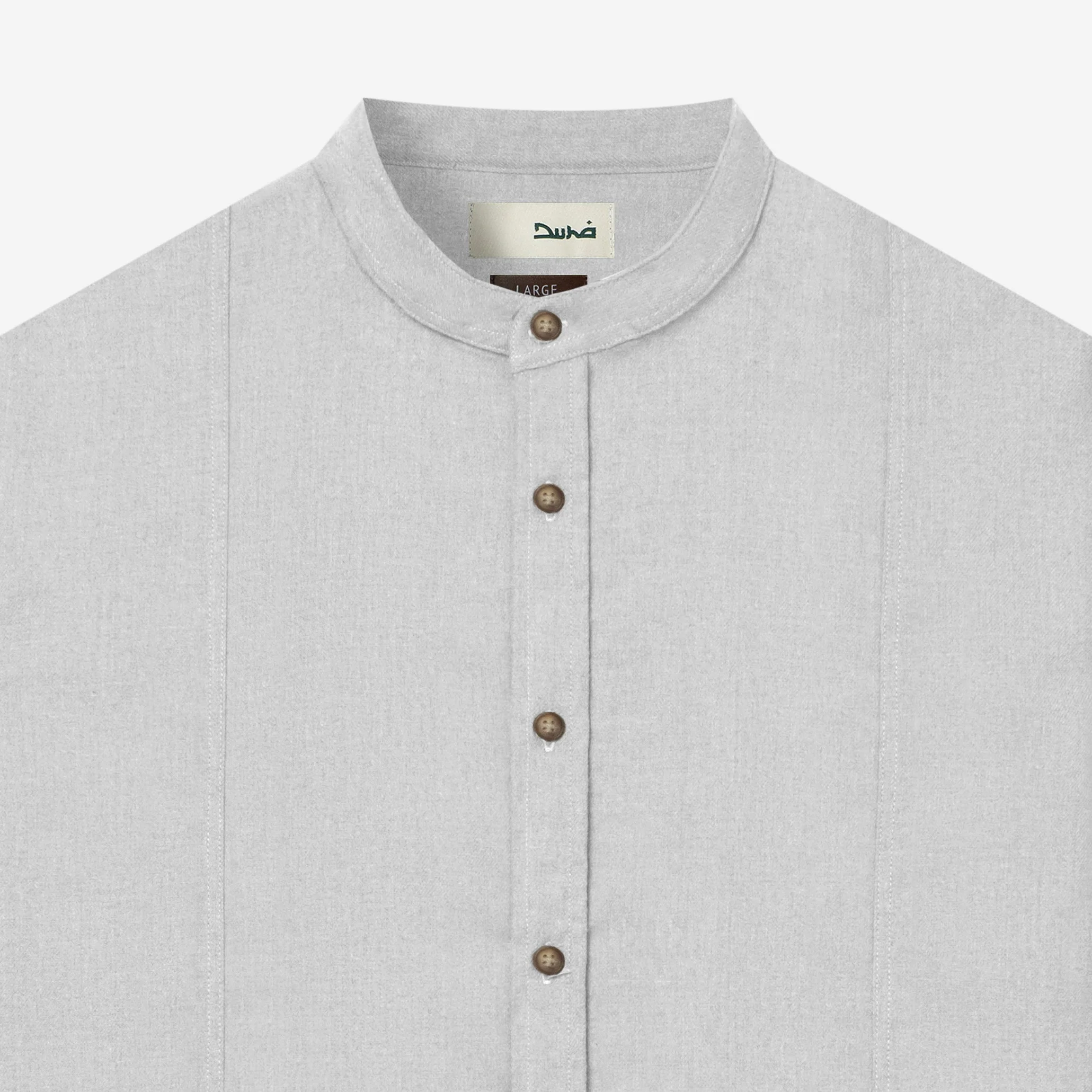 Ghaba Long Sleeve Flannel Shirt - Light Grey - Image 2